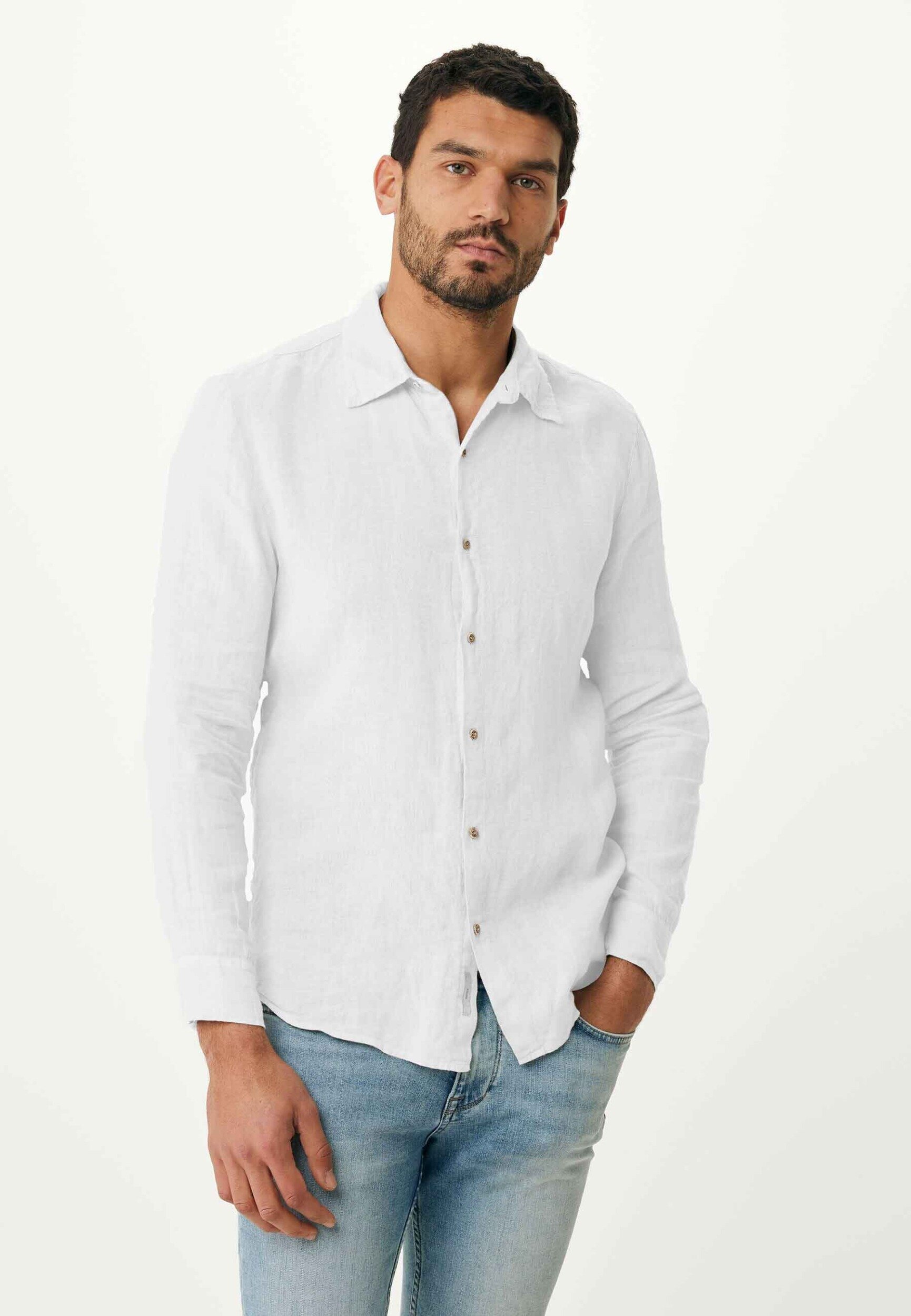 Mexx Linen Shirt Lange Mouwen Mannen - Wit - Maat XL