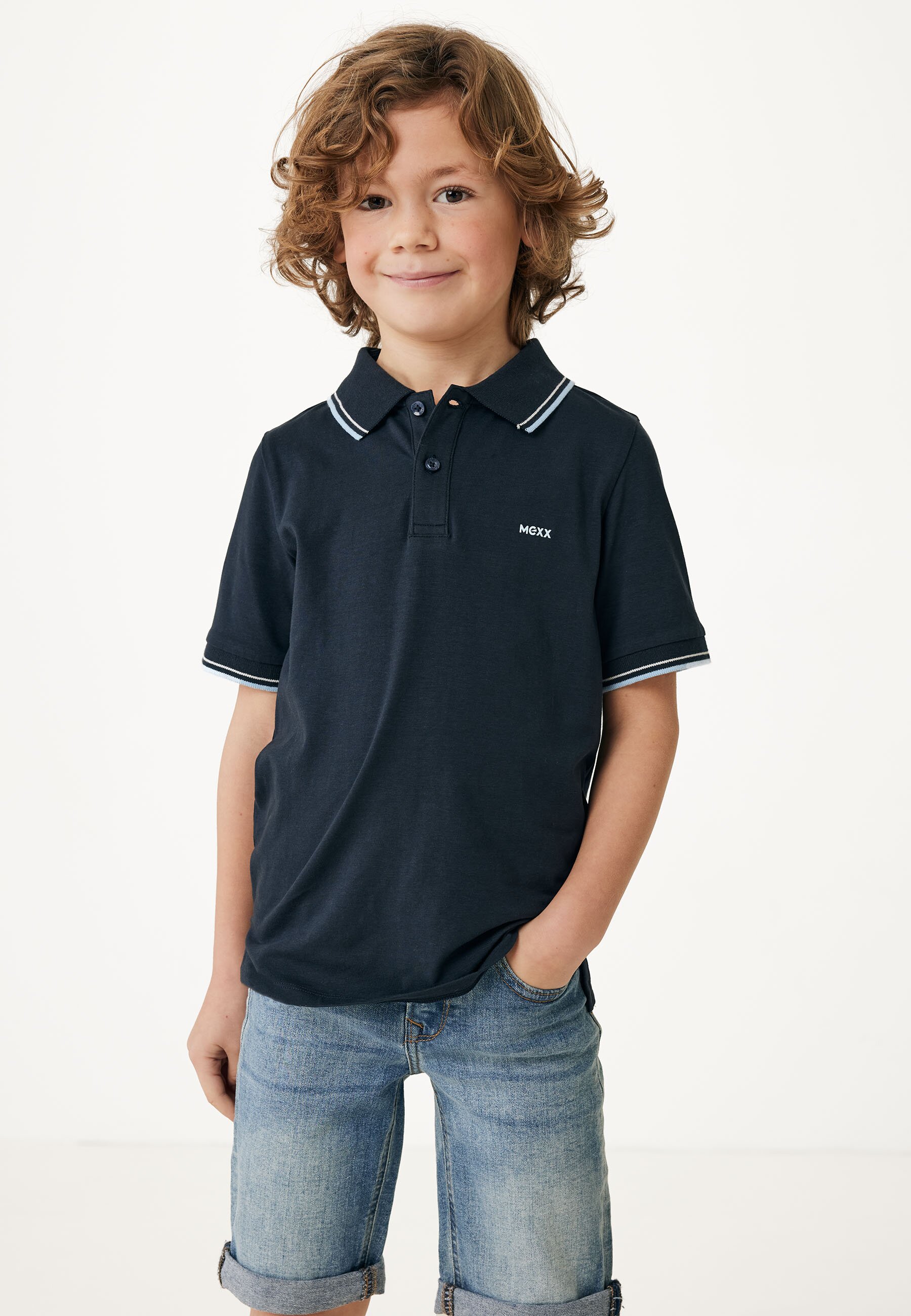 Basic Polo With Tipping Jongens - Navy - Maat 158-164