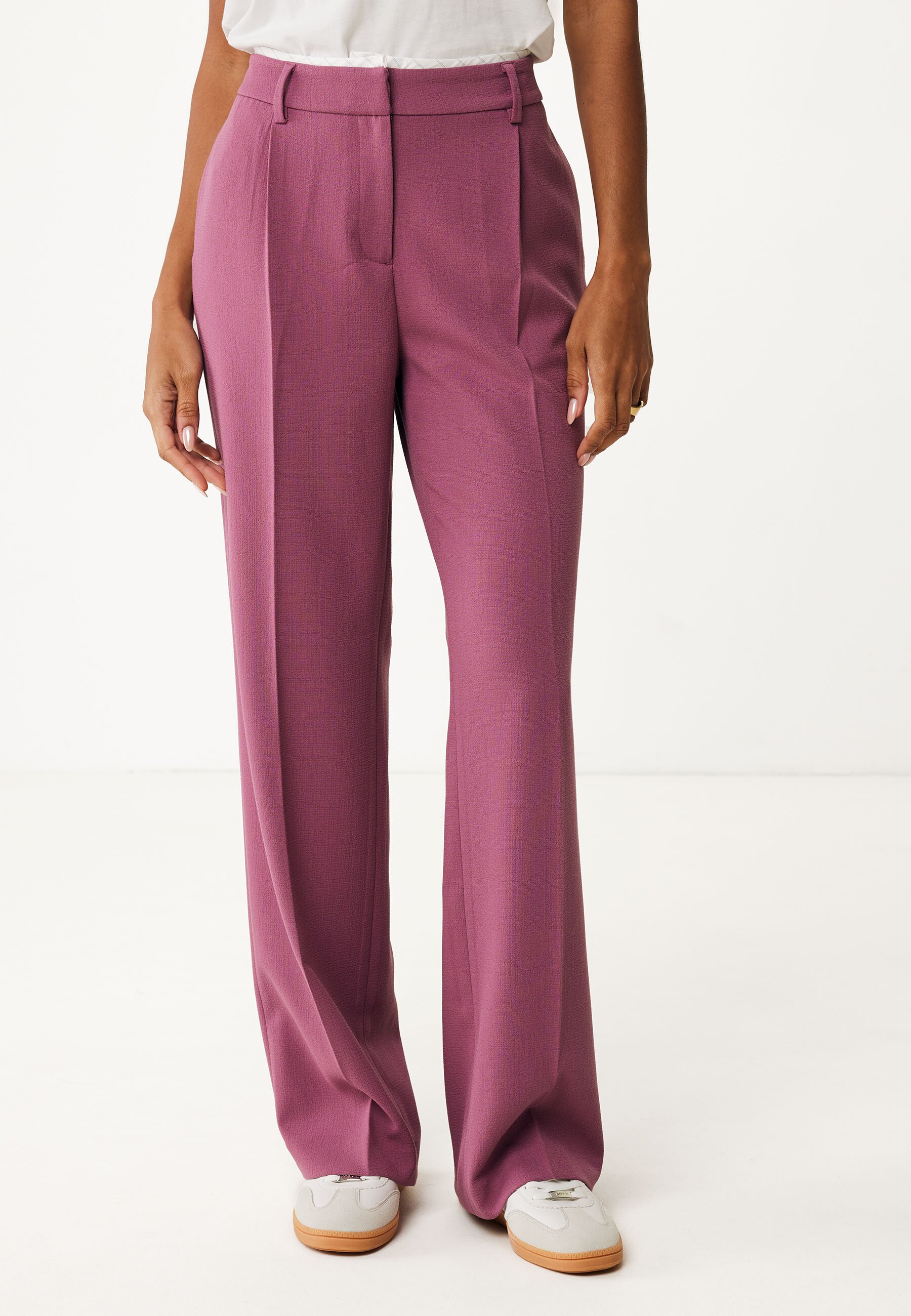 Mexx Straight Leg Mid Rise Pants Medium Mauve - Dames - Maat 34