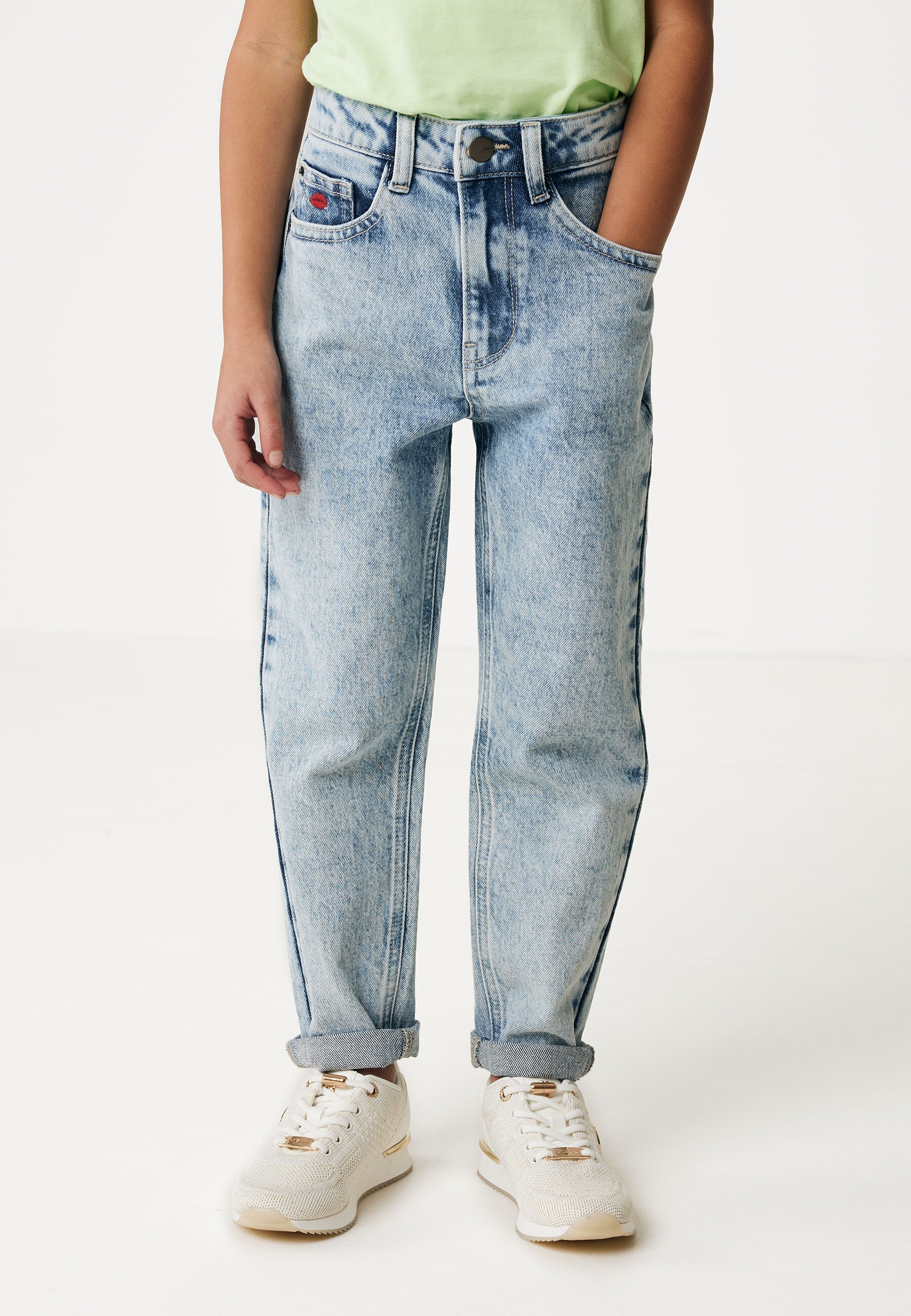 Mexx XANTHIA Mid Waist / Relaxed Fit Jeans Meisjes - Acid Bleached - Maat 98-104