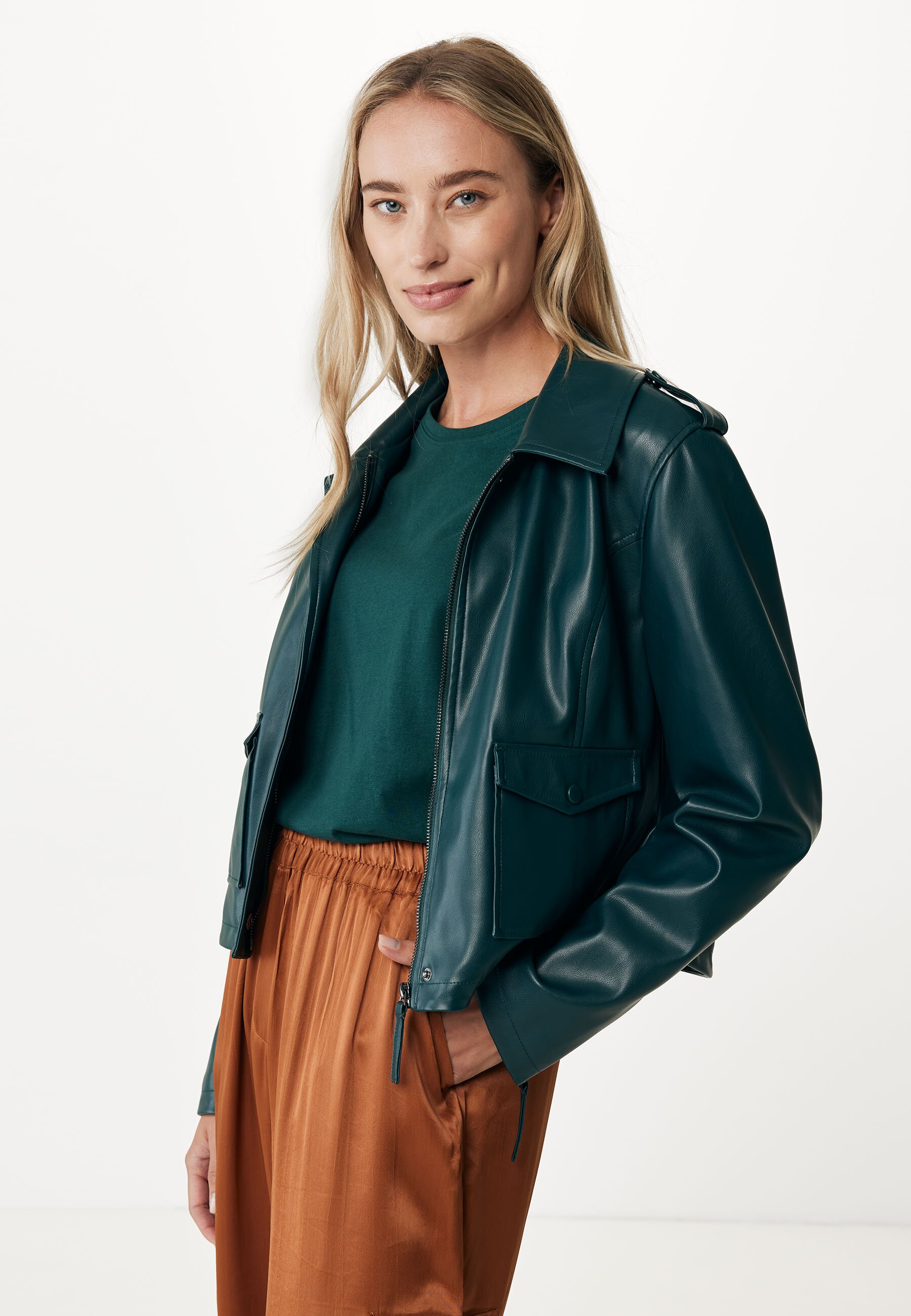 Mexx PU Jacket With Pockets Dames - Donker Groen - Maat L