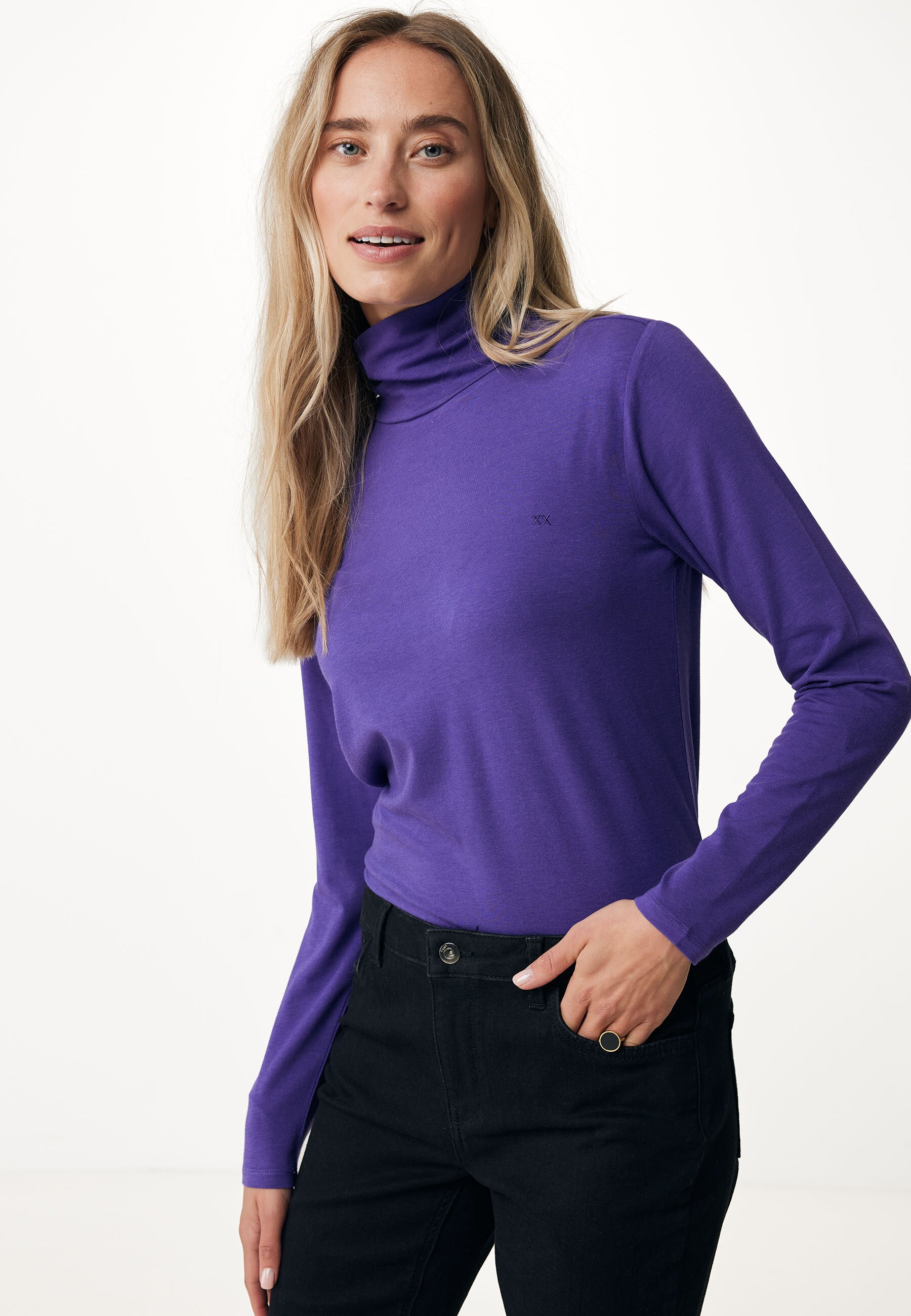 Mexx ROSIE Basic Lange Mouwen With Funnel Neck Dames - Paars - Maat S