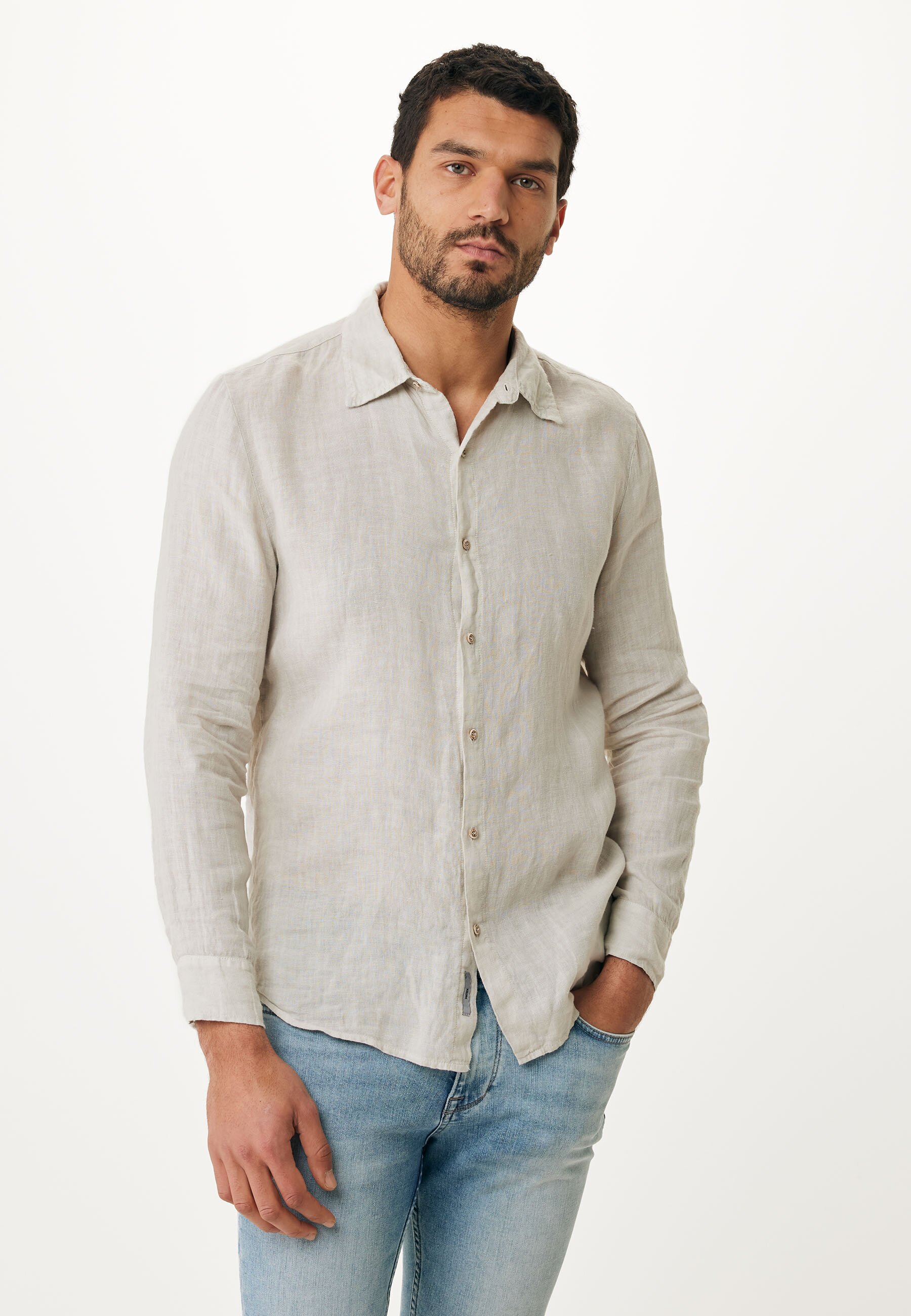 Mexx Linen Shirt Lange Mouwen Mannen - Zand - Maat S