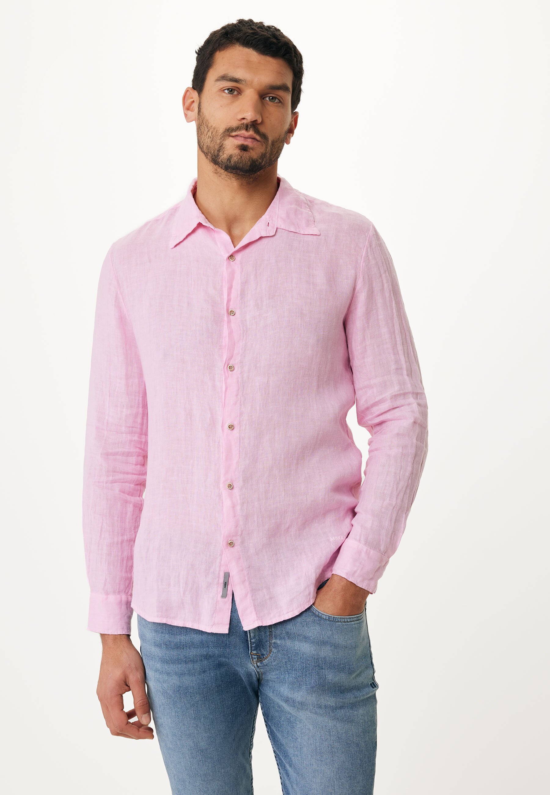 Mexx Linen Shirt Lange Mouwen Mannen - Roze - Maat XL