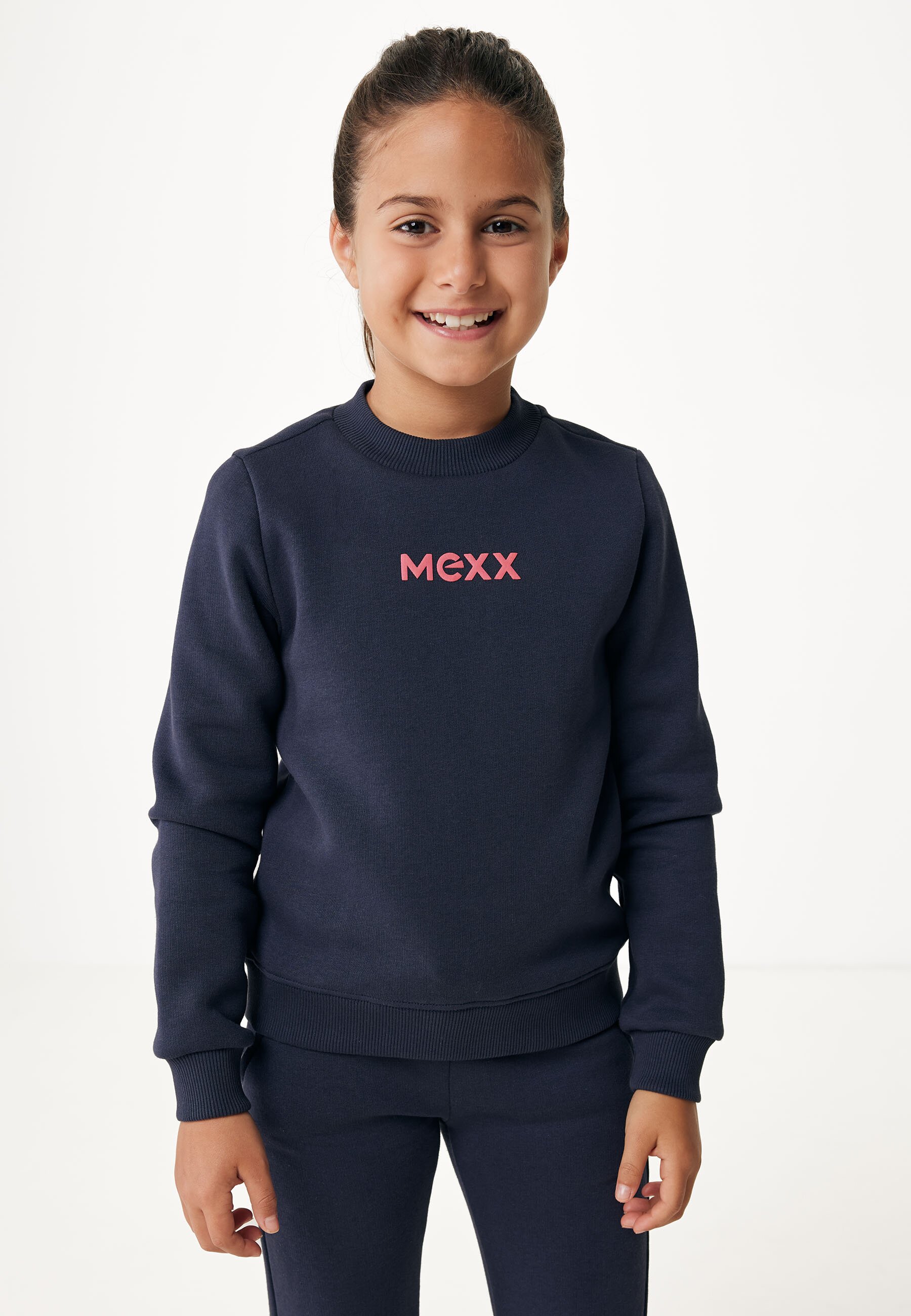 Mexx Basic Crew Neck Sweater With Chestprint Meisjes - Navy - Maat 134-140