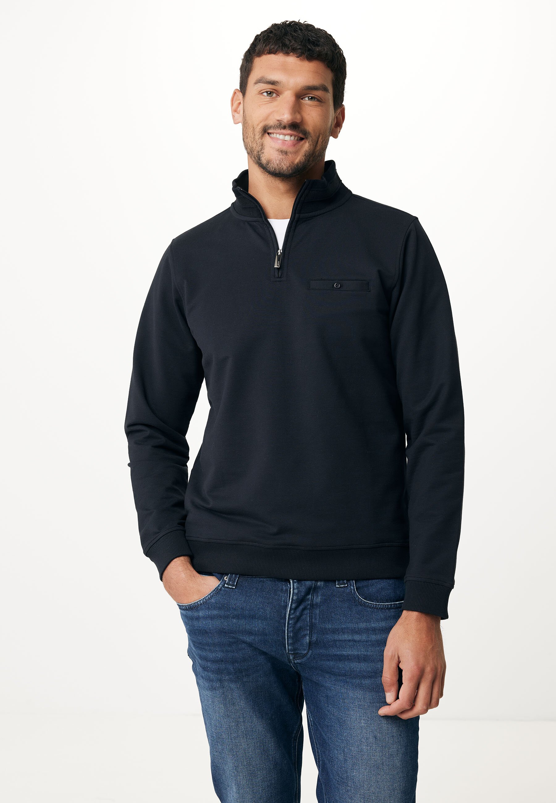 Mexx 1/2 Zip Sweater With Pocket Mannen - Zwart - Maat M
