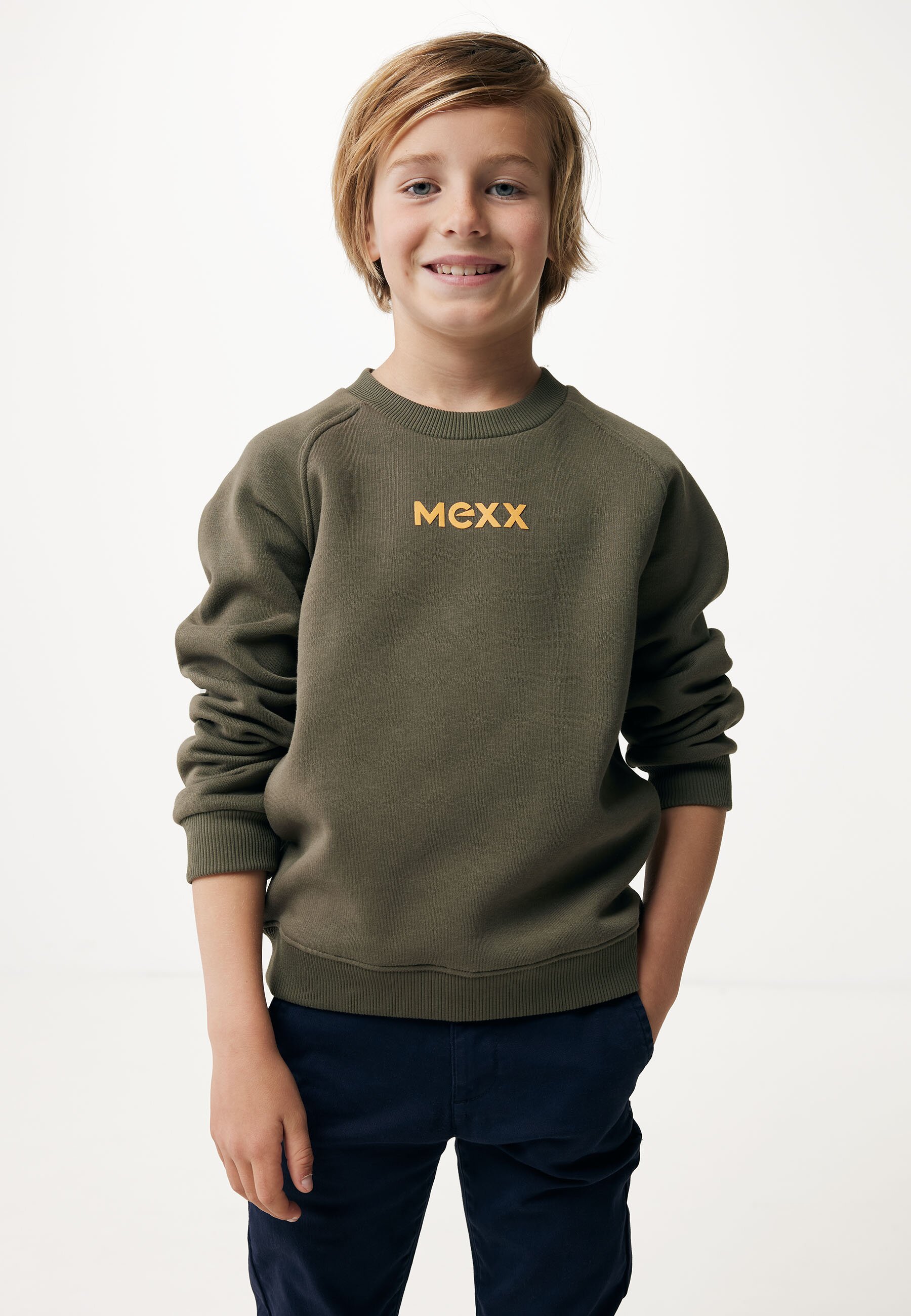 Mexx Basic Crew Neck Sweater With Raglan Sleeves Jongens - Olijf - Maat 146-152
