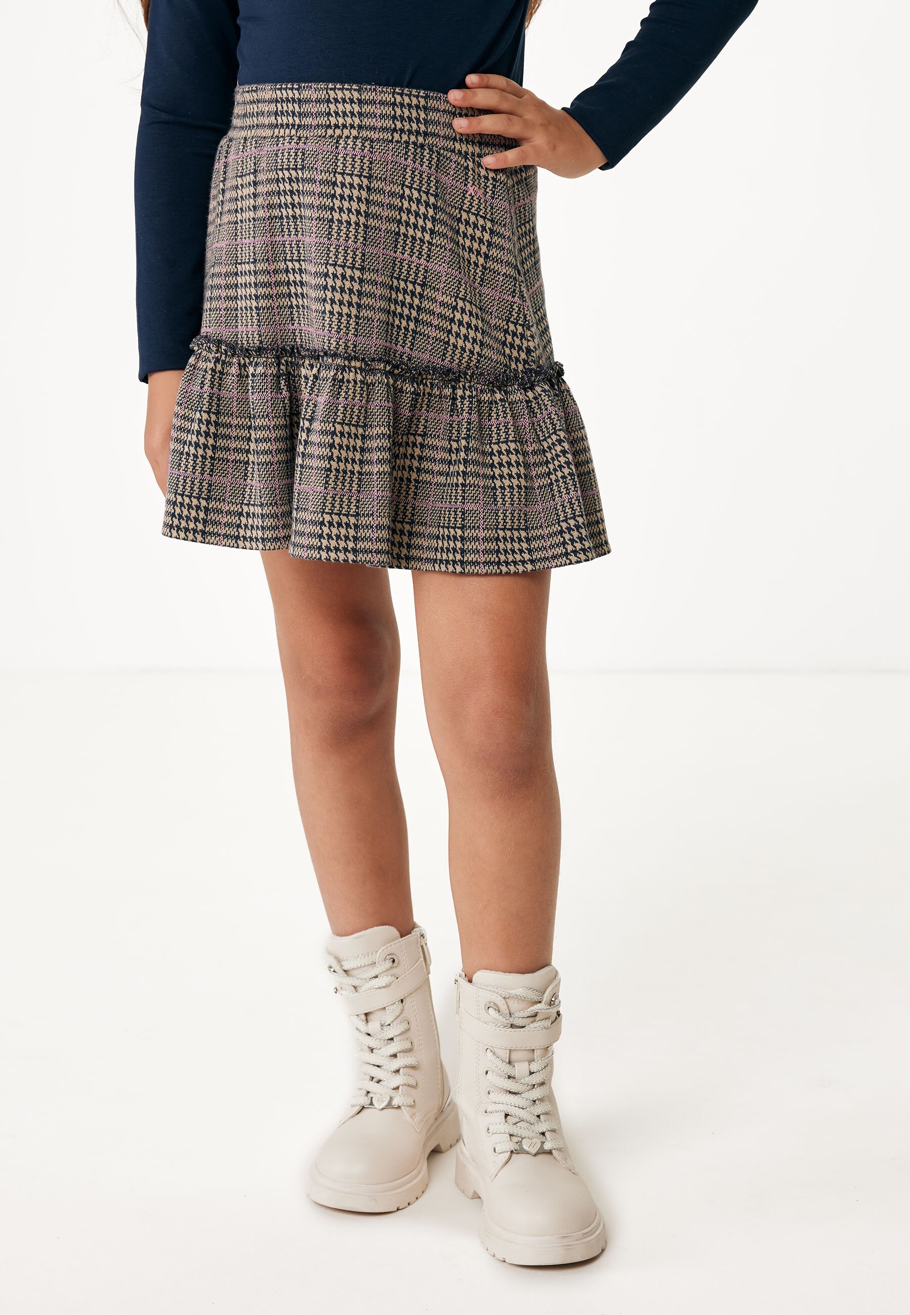 Mexx Check Rok With Ruffle Meisjes - Navy - Maat 110-116