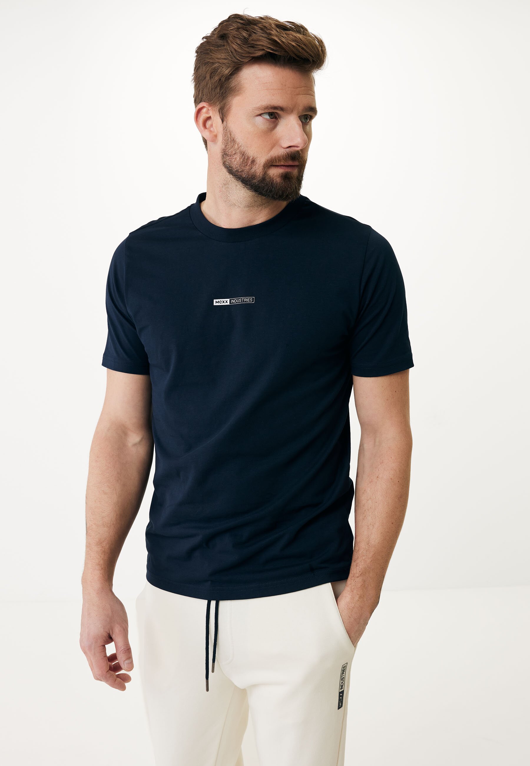 Mexx T-shirt Short Sleeve With Small Chest Print Mannen - Navy - Maat XXL