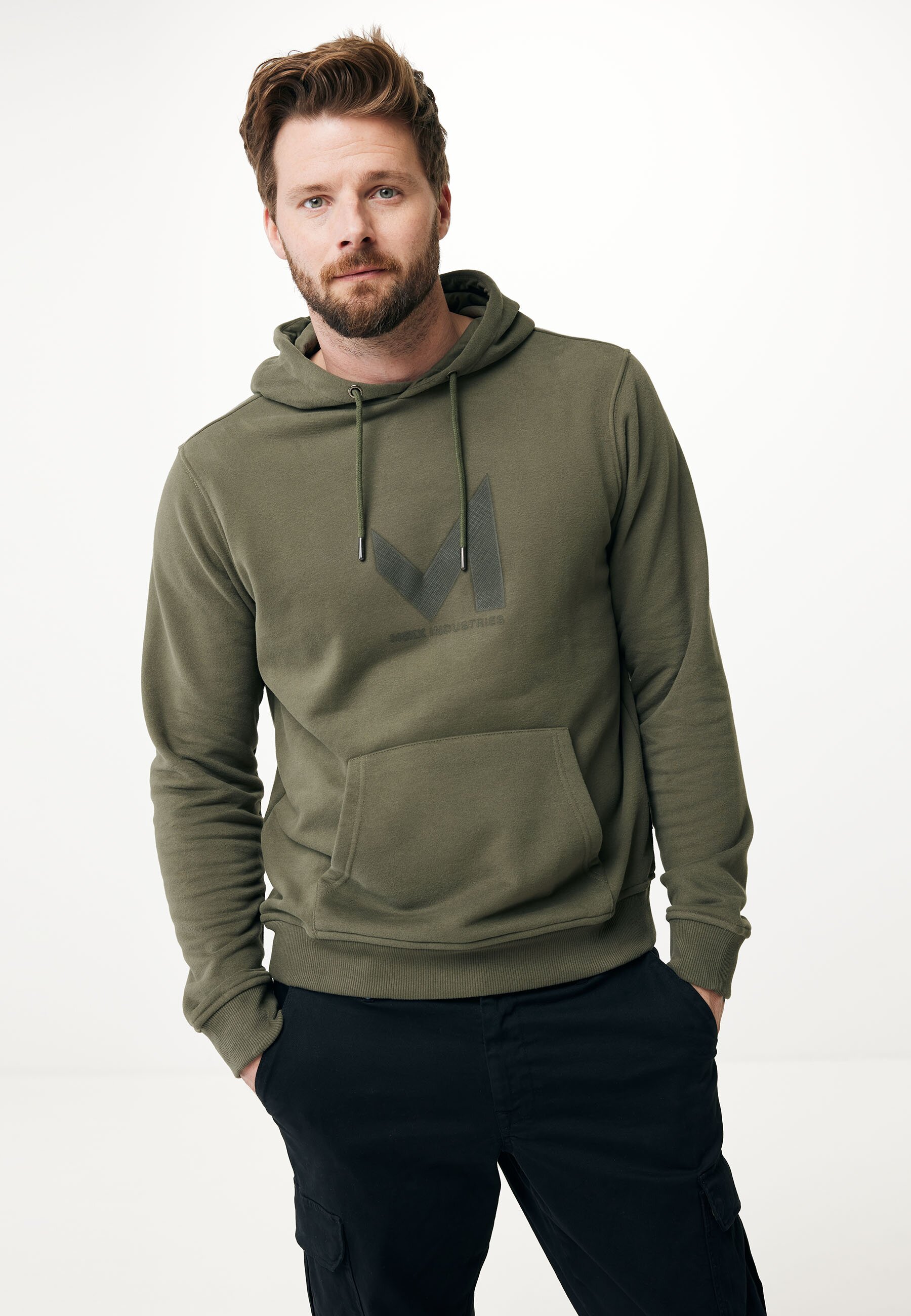 Mexx LEON Basic Hooded Sweater Mannen - Olijf - Maat XL