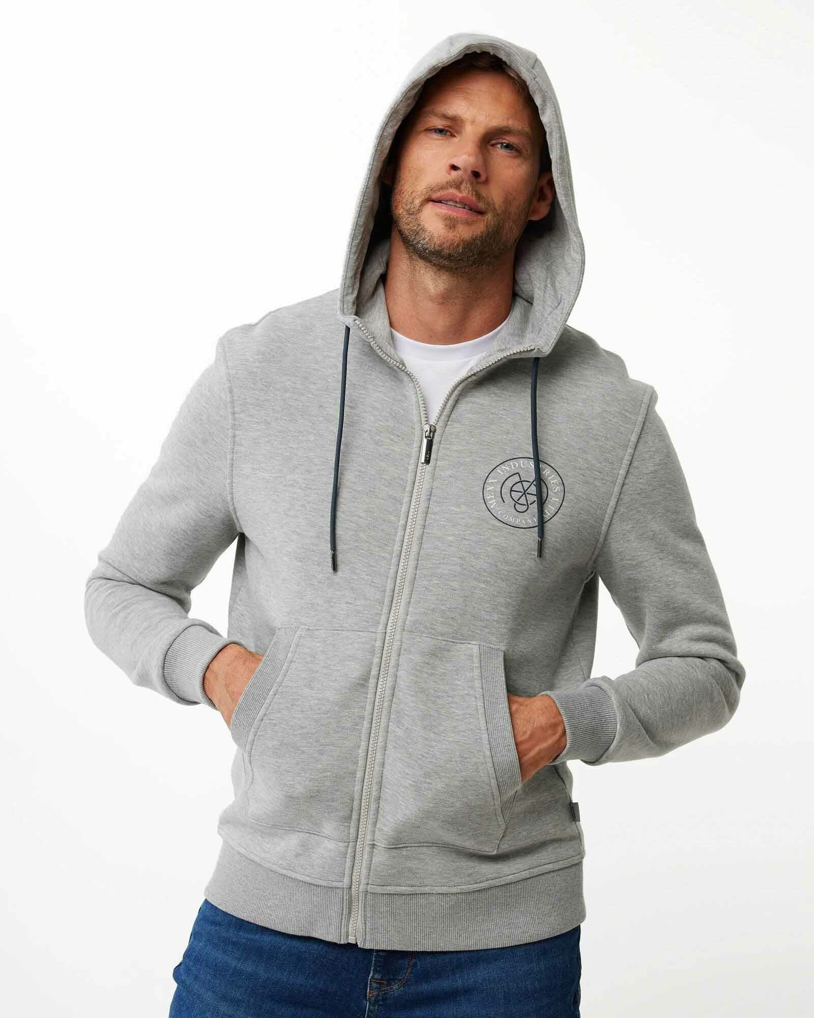 Mexx Hooded Sweater With Small Chest Artwork Mannen - Grijs - Maat M