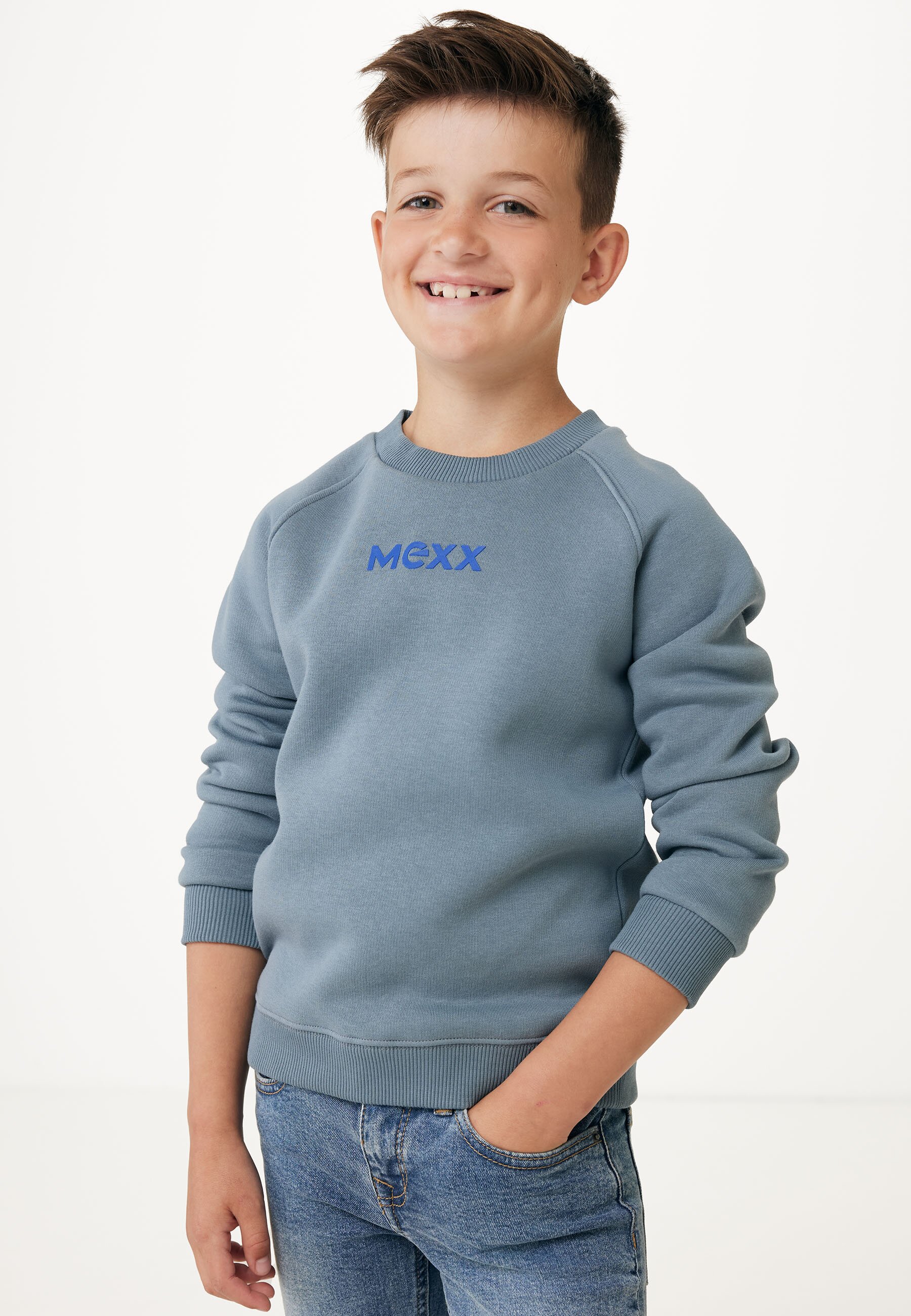 Mexx Basic Crew Neck Sweater With Raglan Sleeves Jongens - Faded Blauw - Maat 122-128