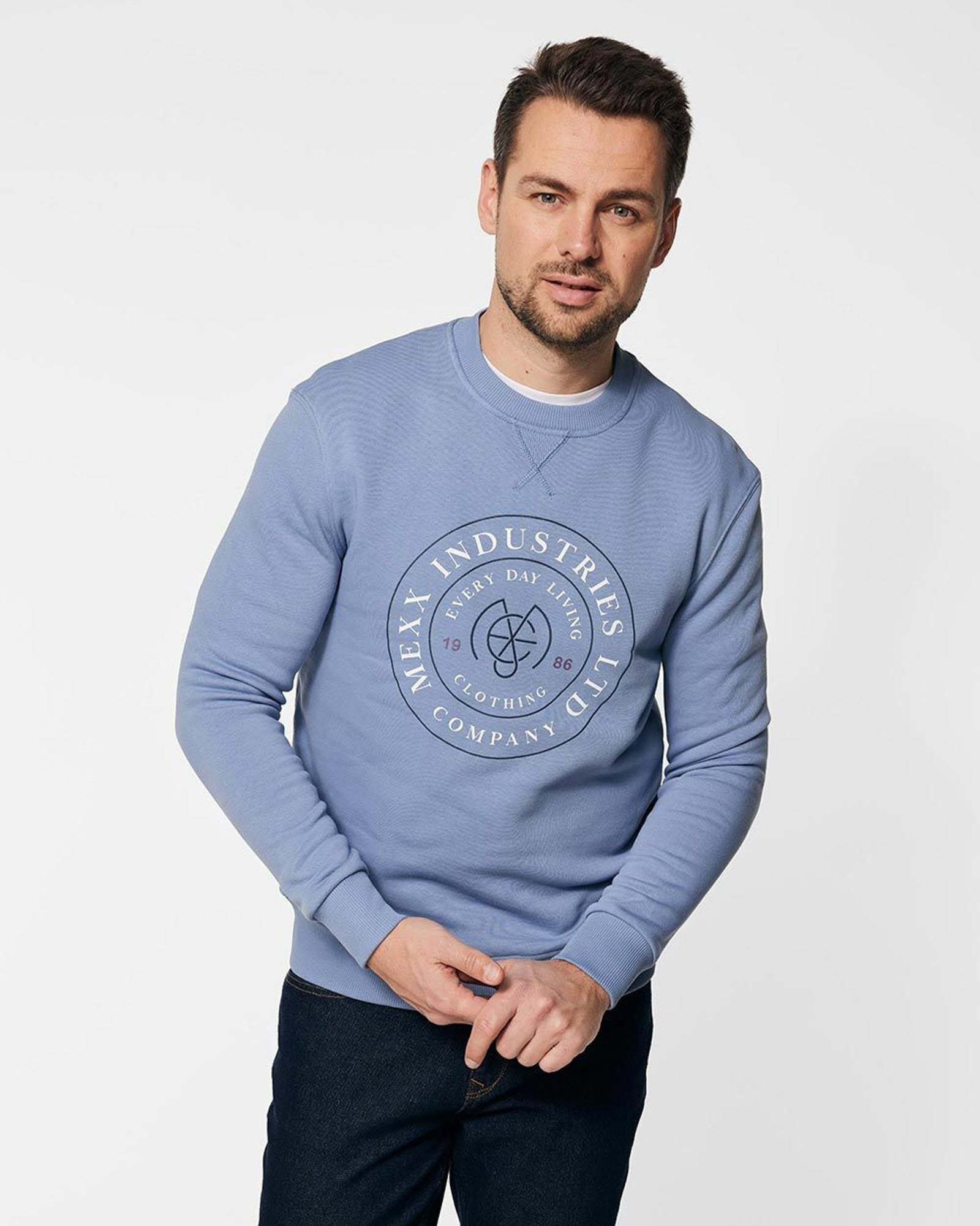 Mexx Crew Neck Sweatshirt With Print Mannen - Denim Blauw - Maat XXL
