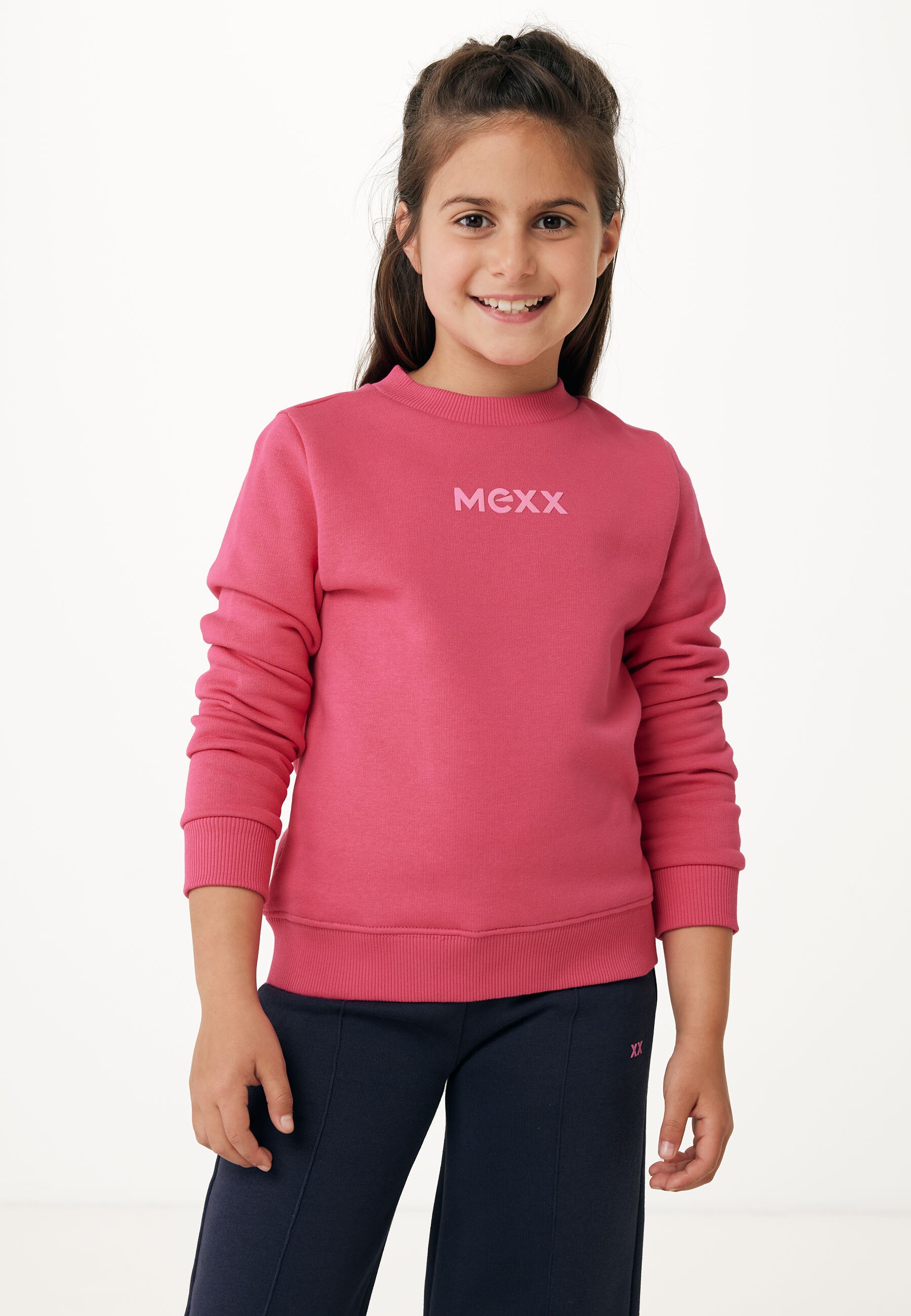 Mexx Basic Crew Neck Sweater With Chestprint Meisjes - Warm Pink - Maat 122-128