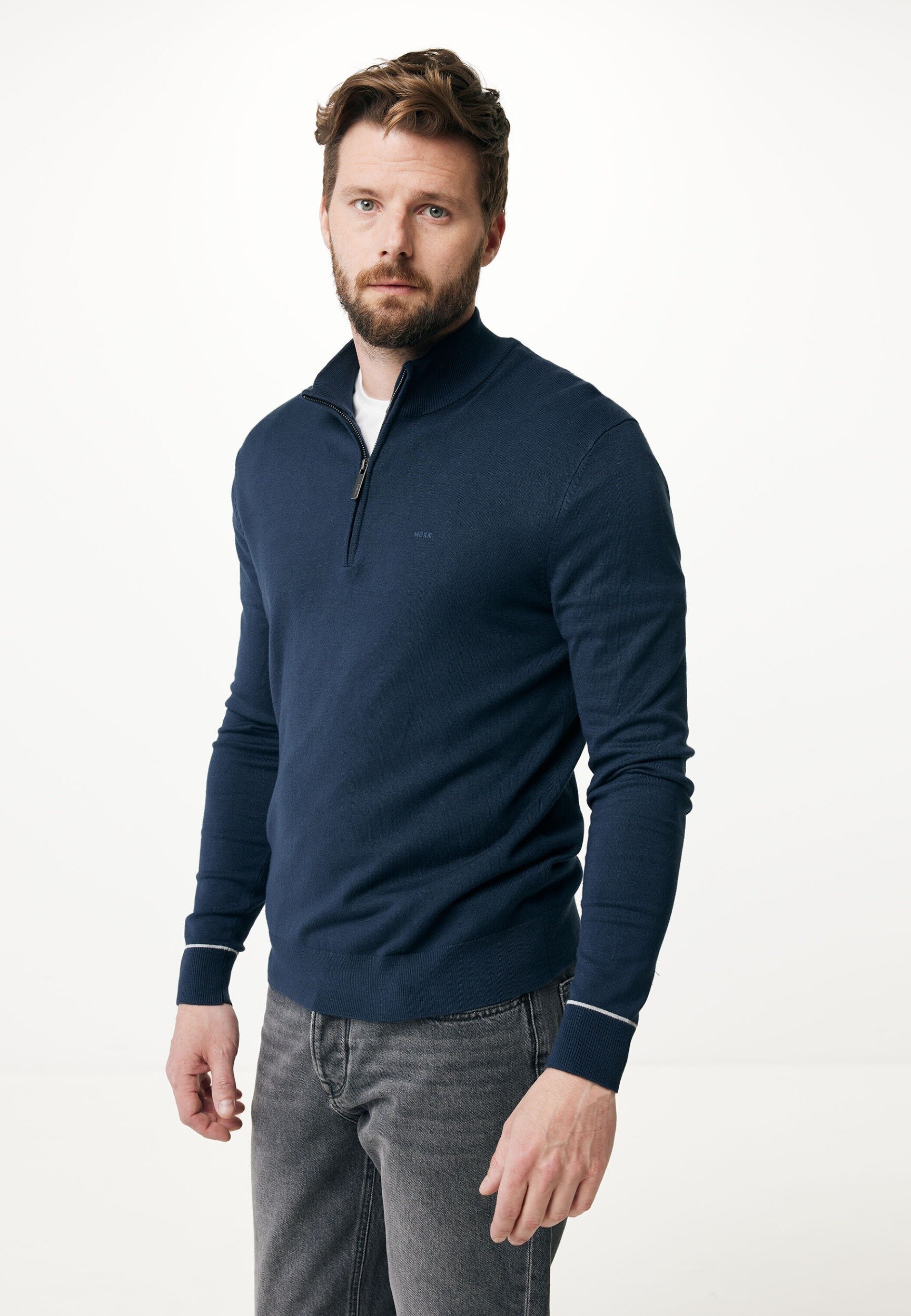 Mexx JAMES Half Zip Sweater Mannen - Navy - Maat M