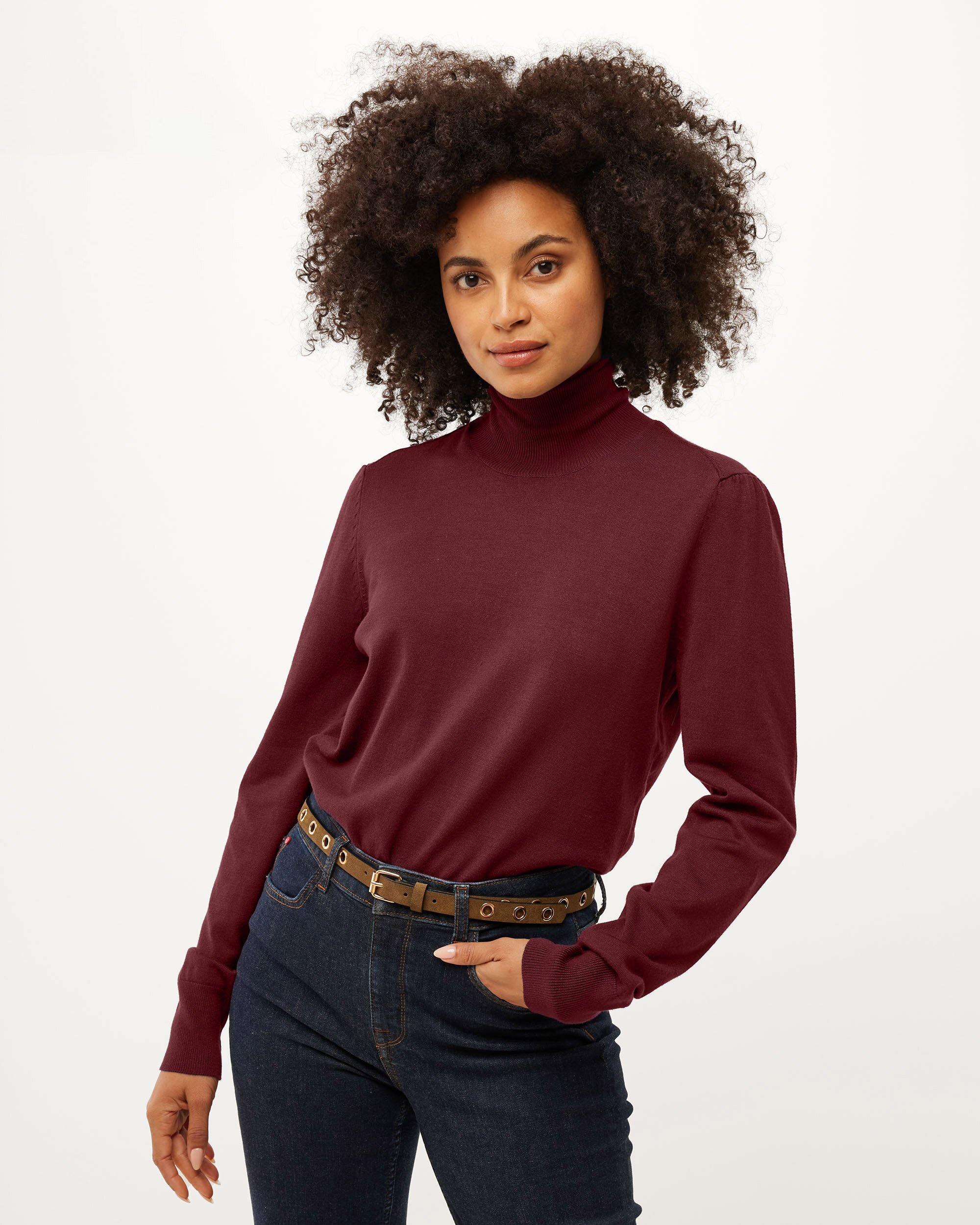 Mexx Turtle Neck Basic Trui Dames - Donker Rood - Maat S