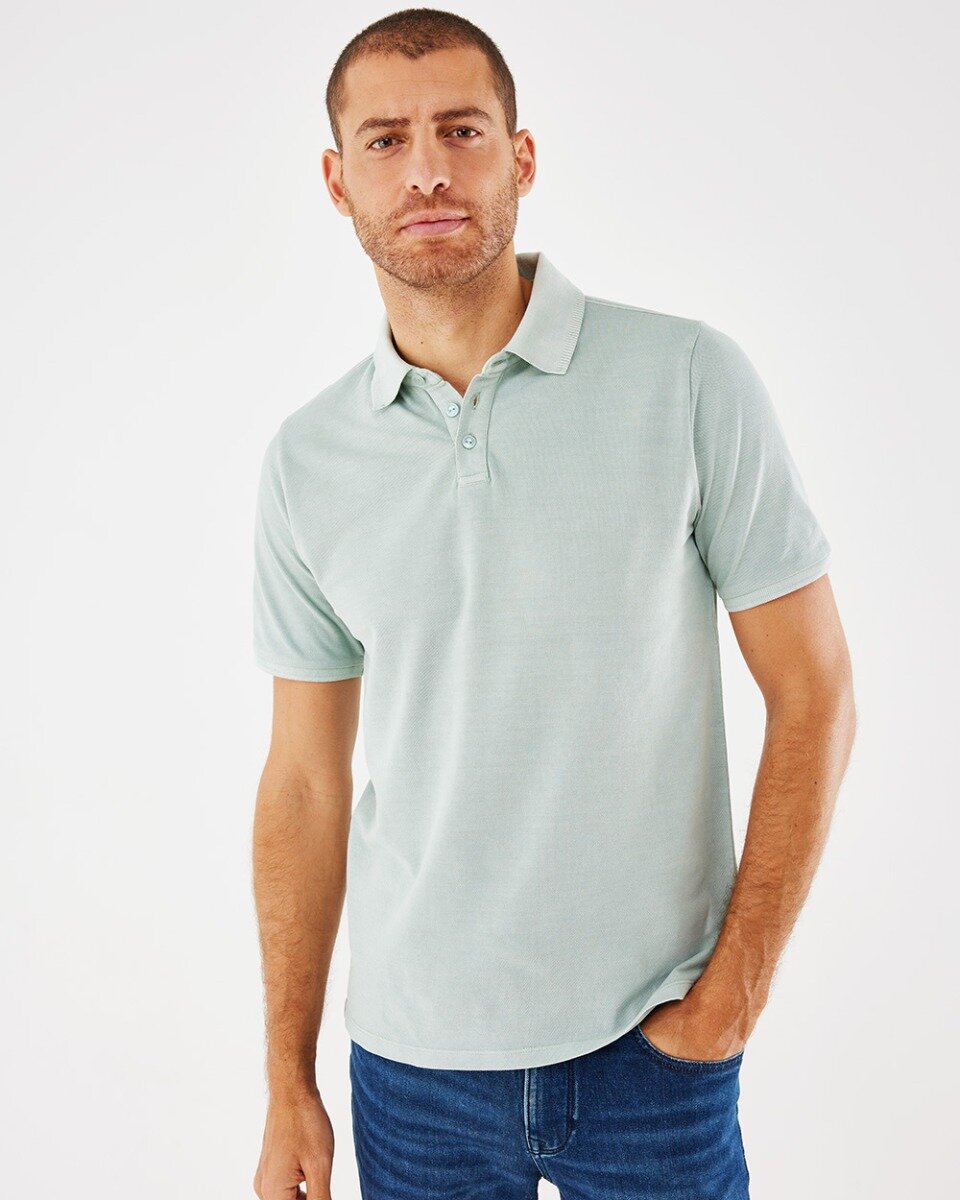 Mexx Washed Polo Mannen - Grijs Mint - Maat M