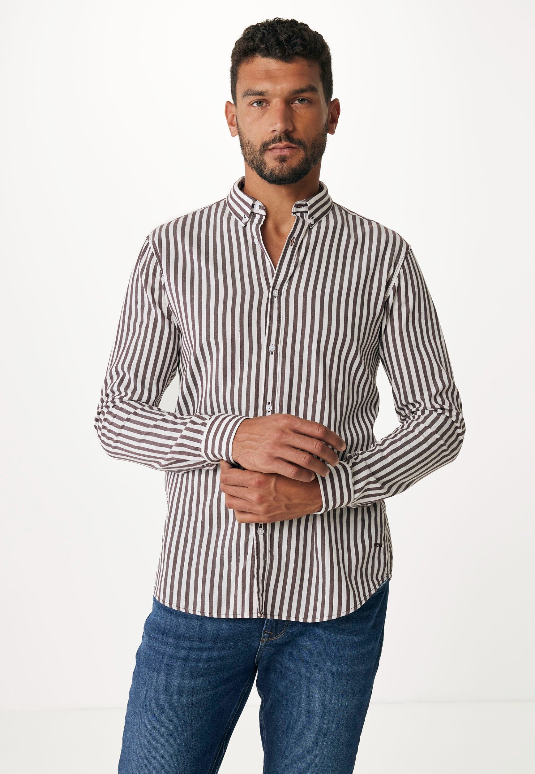Mexx Woven Striped Shirt Mannen - Burgundy - Maat L
