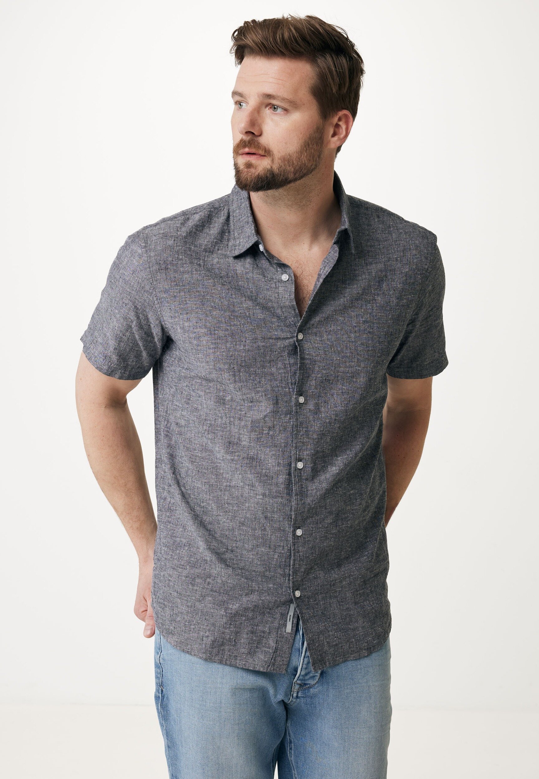 Mexx Linen Shirt Short Sleeve Mannen - Zwart - Maat S