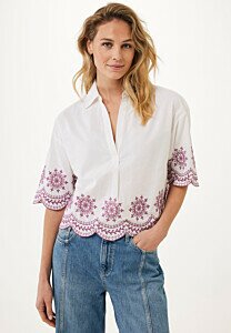 Cropped Embroidery Blouse White