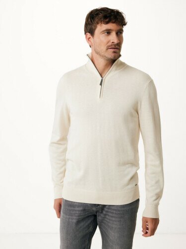 Mateo Knit Sweater Half Zip White