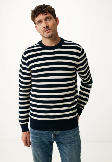 Sweater Knit Striped Navy