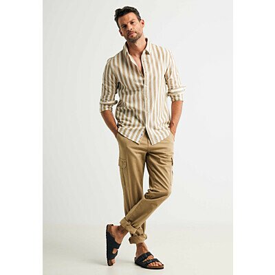 Striped linen shirt Sand, Mexx