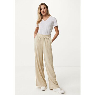 Wide Leg Pants With Elastic Waistband Beige