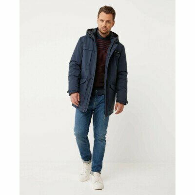 mens navy hooded parka