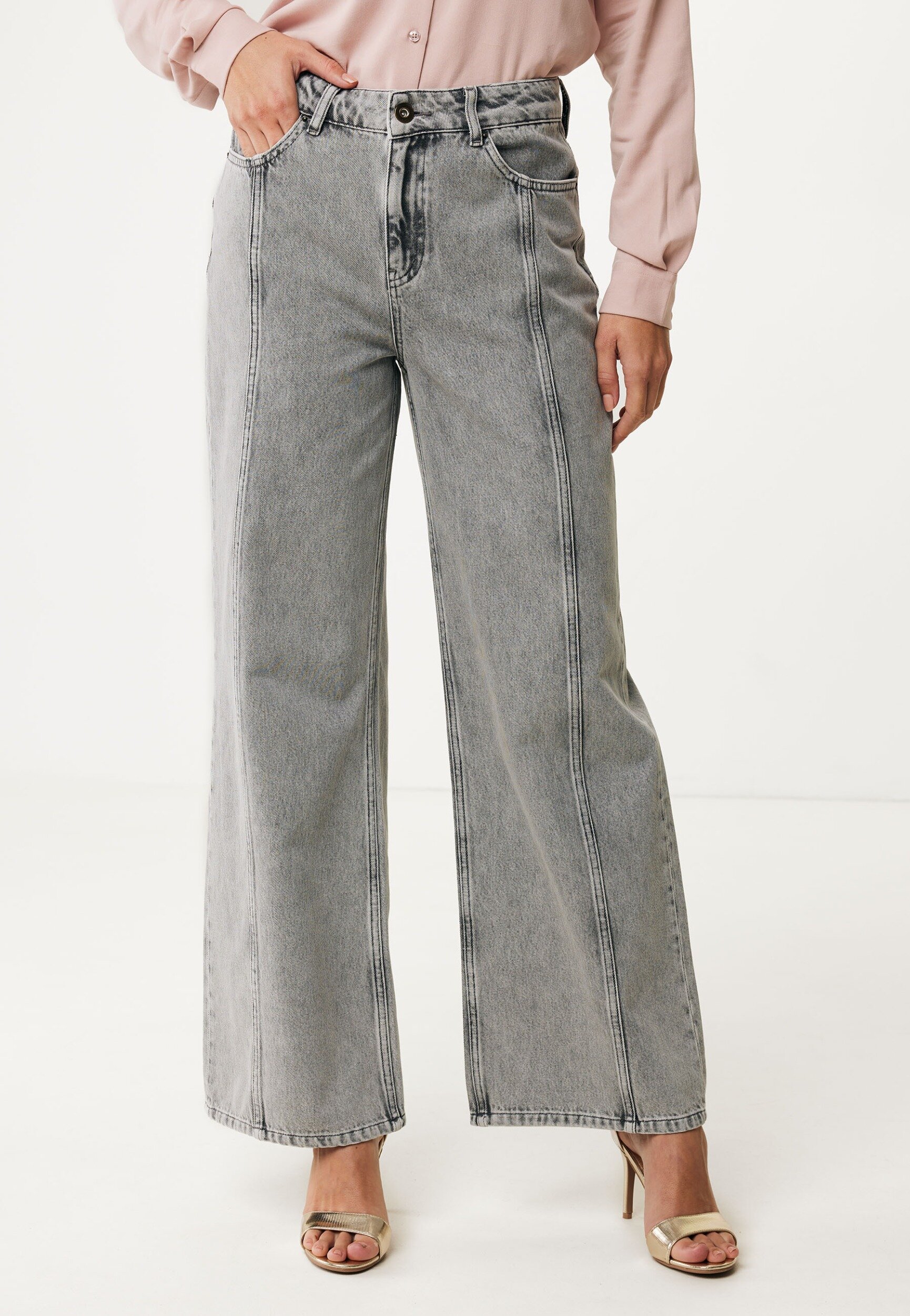 Jeans Wide Leg Medium Vintage Grijs