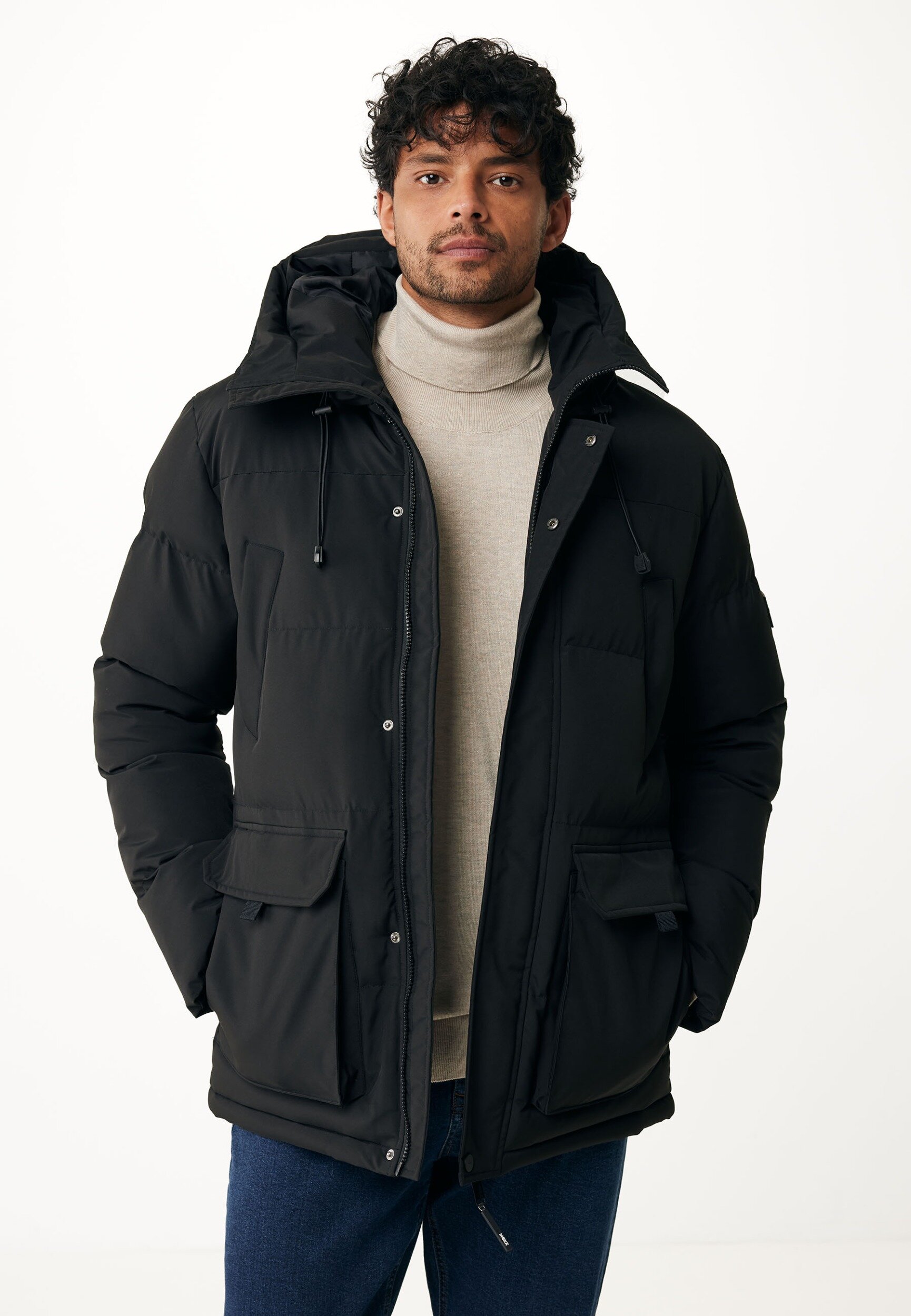 Mexx Hooded Puffer Jacket With Flap Pockets - Mannen - Zwart - Maat M