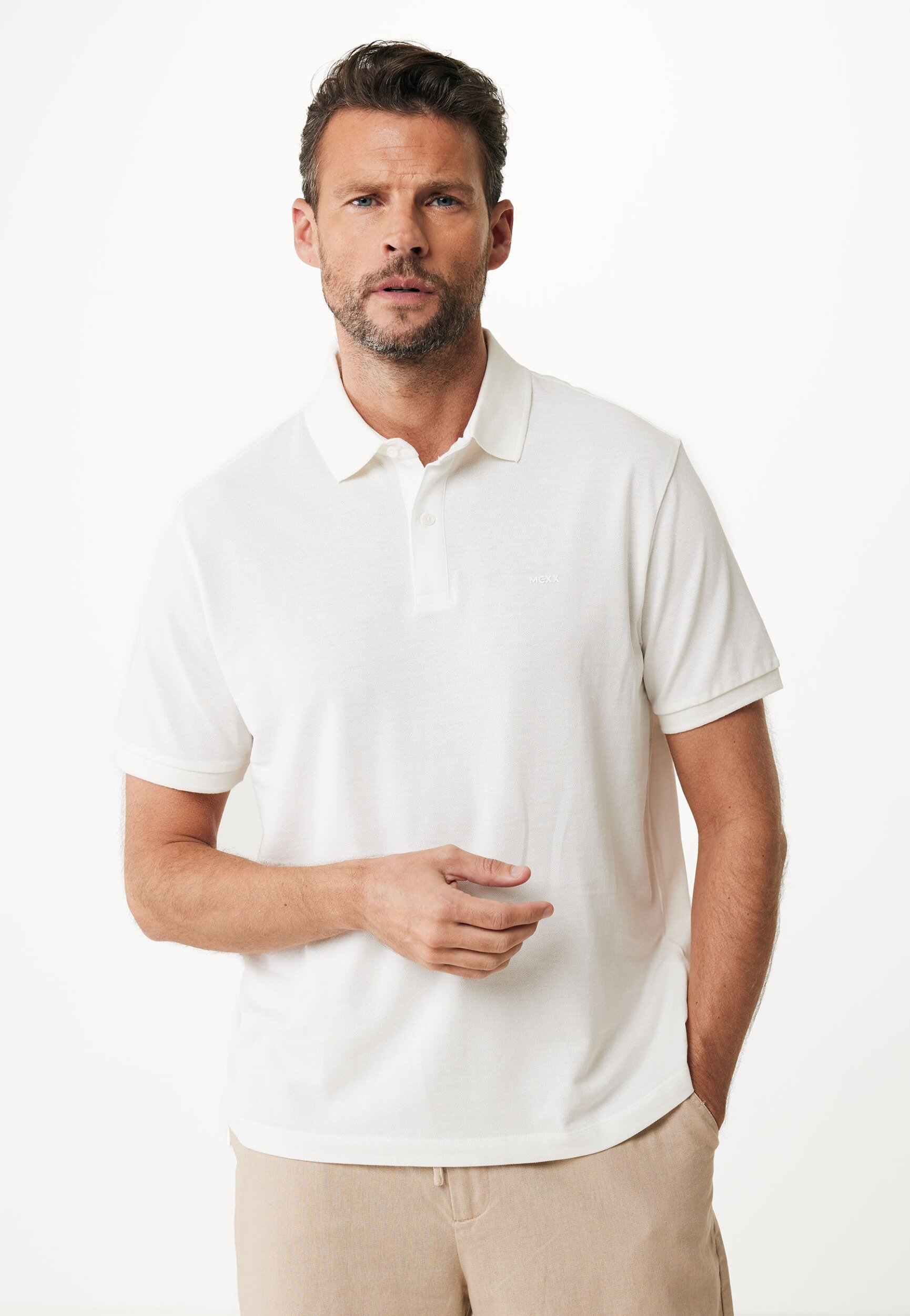 PETER Basic Pique Polo Regular Fit Mannen - Off White - Maat M