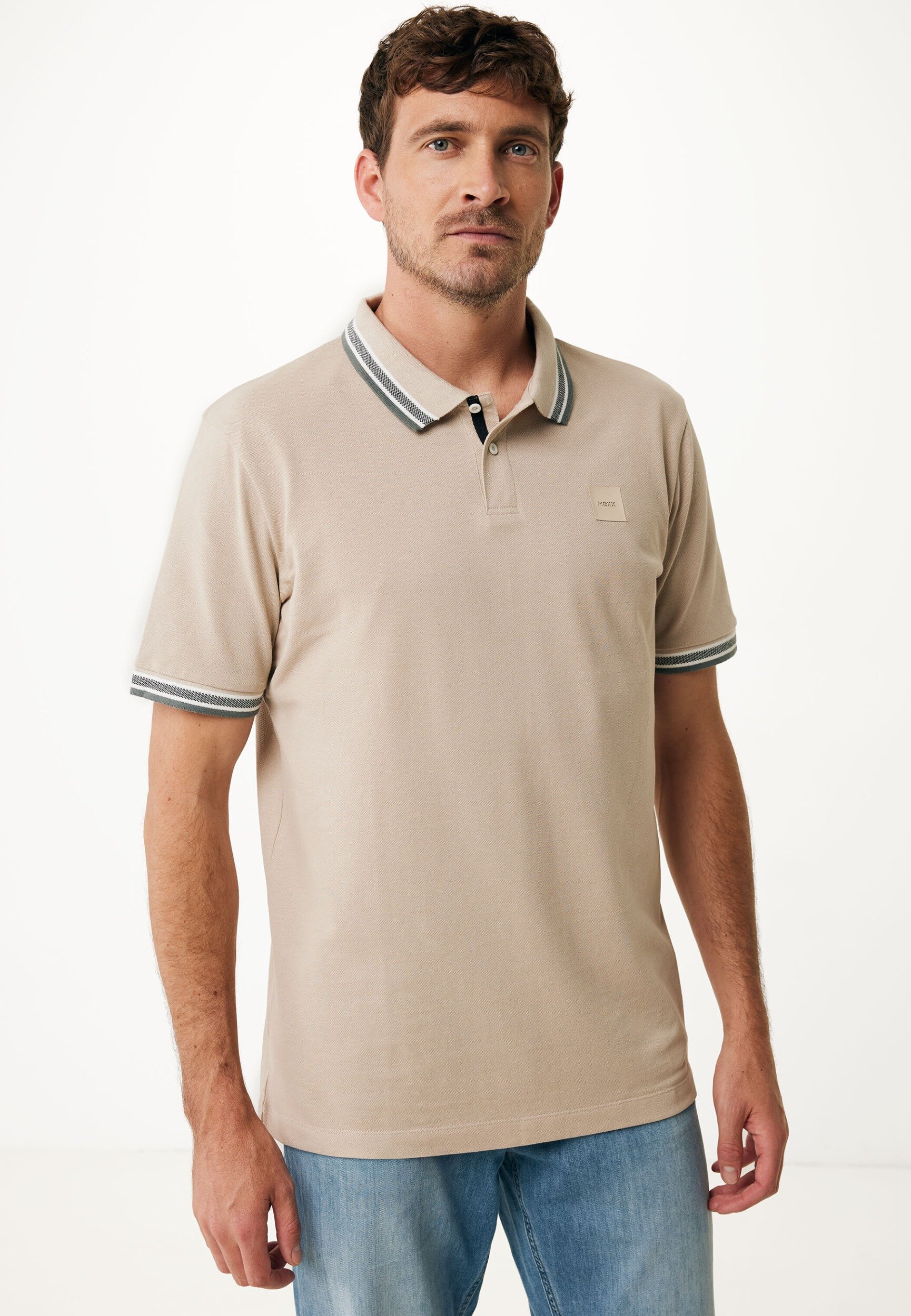 Mexx Tipping Polo Regular Fit Sand - Heren - Maat Xxl