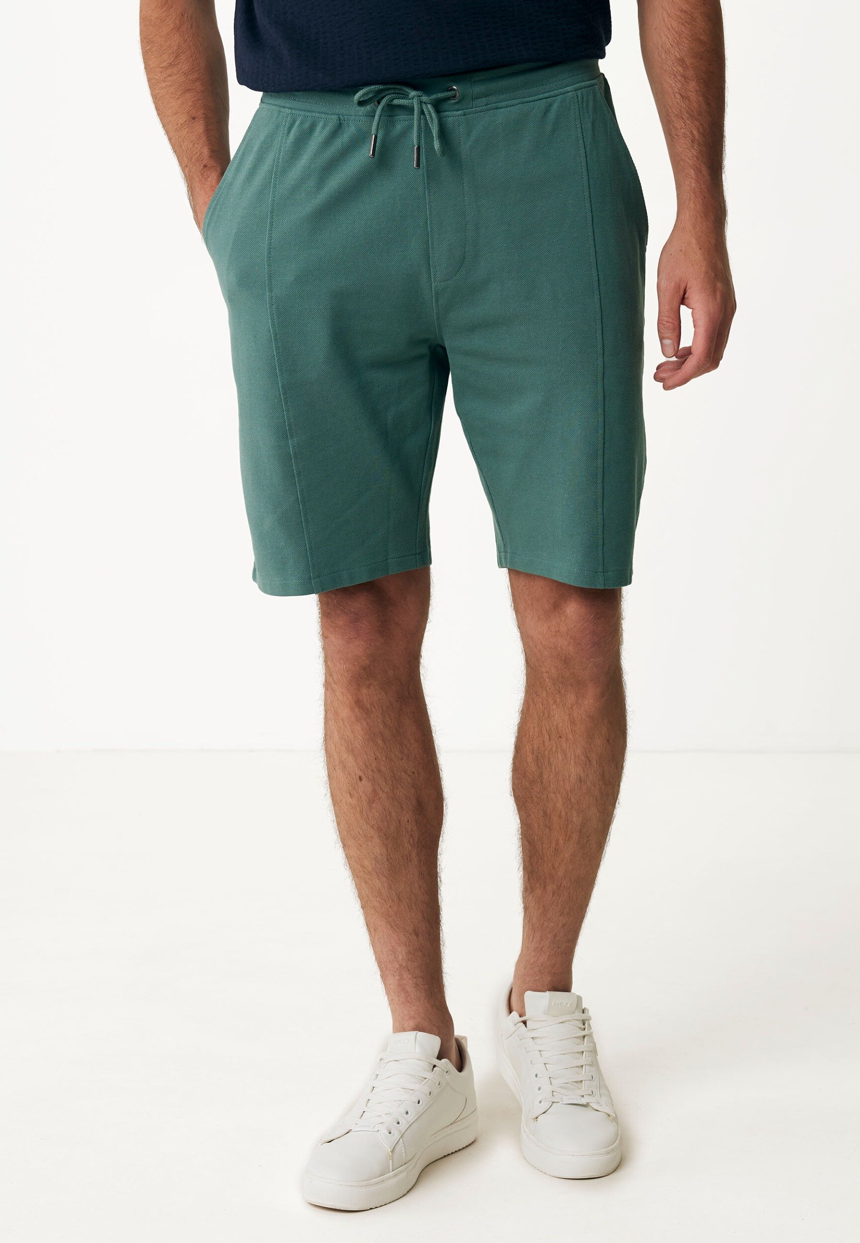 Pique Shorts With Pintuck Detail Mannen - Donker Groen - Maat L