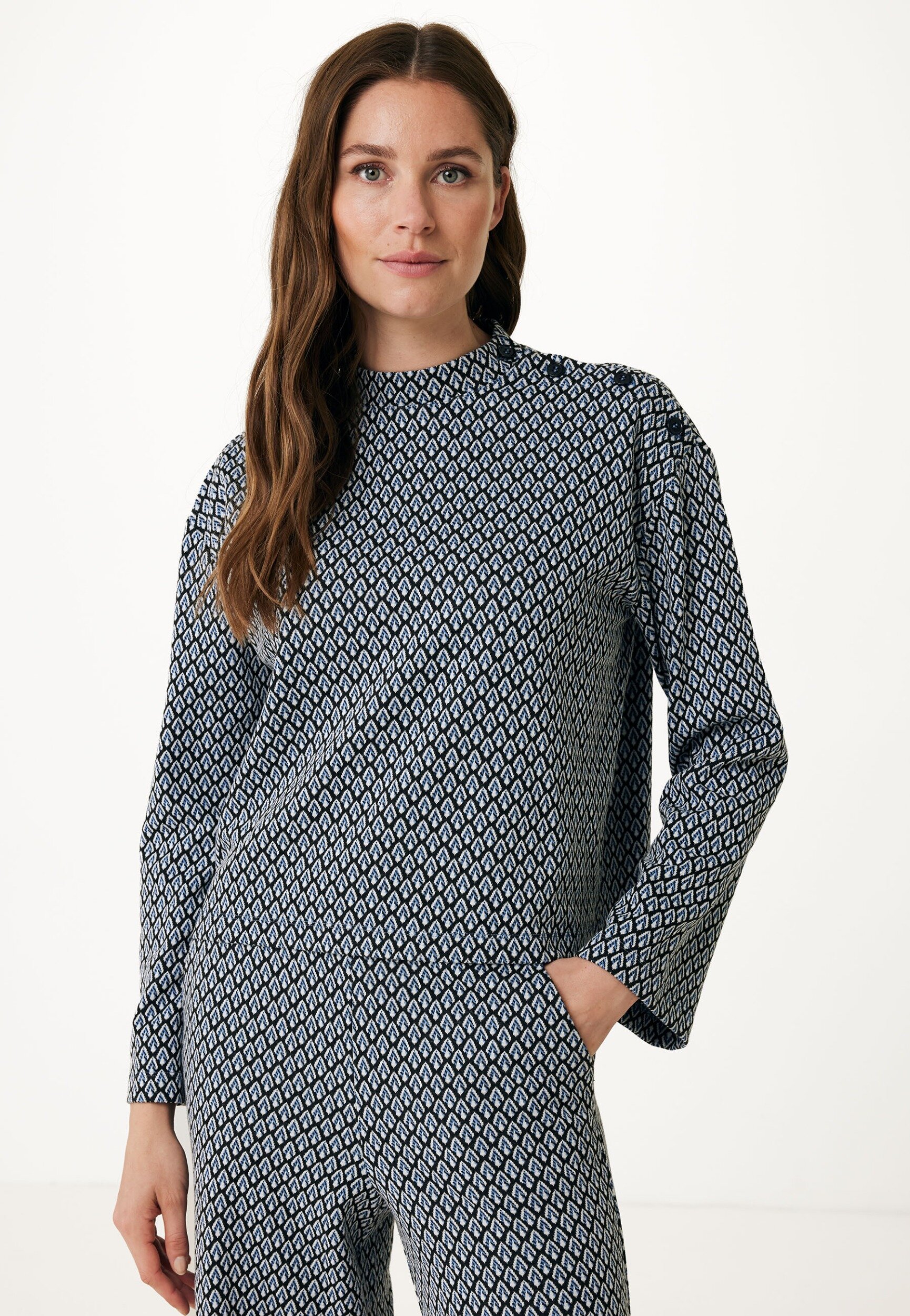 Top Jacquard Blauw