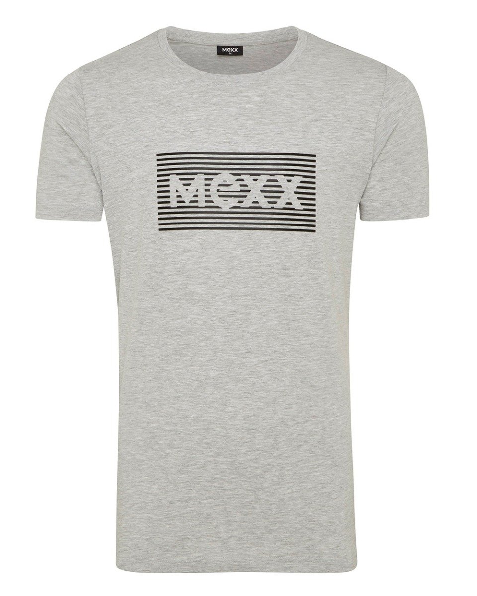 Mexx Mens T Shirt O Neck Big Logo High Density Print Grey Melange Black Mexx Mexx Com