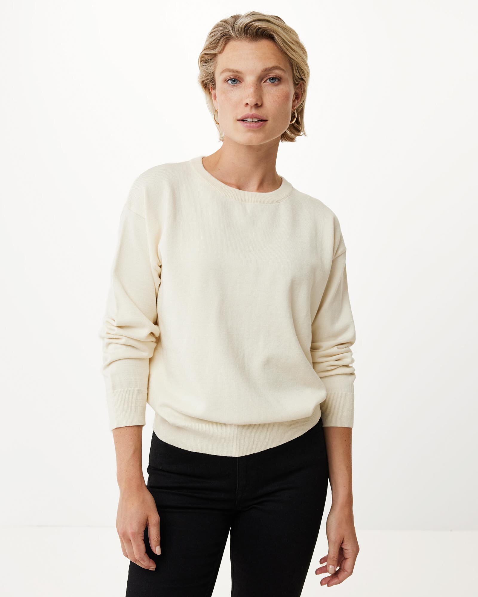 Mexx Flatknit Rib Sweater Dames - Off White - Maat S