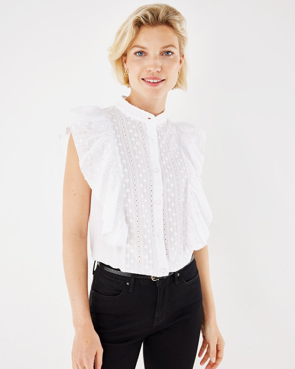 Mexx Ruffle Blouse - Wit - Dames - Tops - Maat M