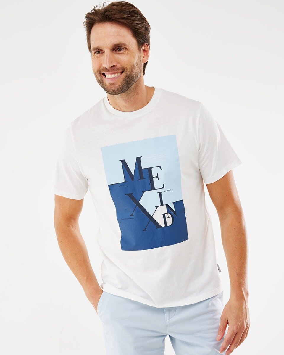 Mexx Chest Print T-shirt Mannen - Off White - Maat XL