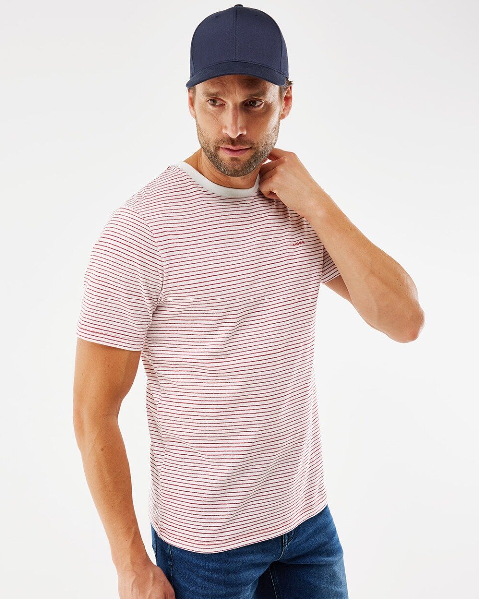 Mexx Printed Stripe T-shirt Mannen - Rood - Maat S