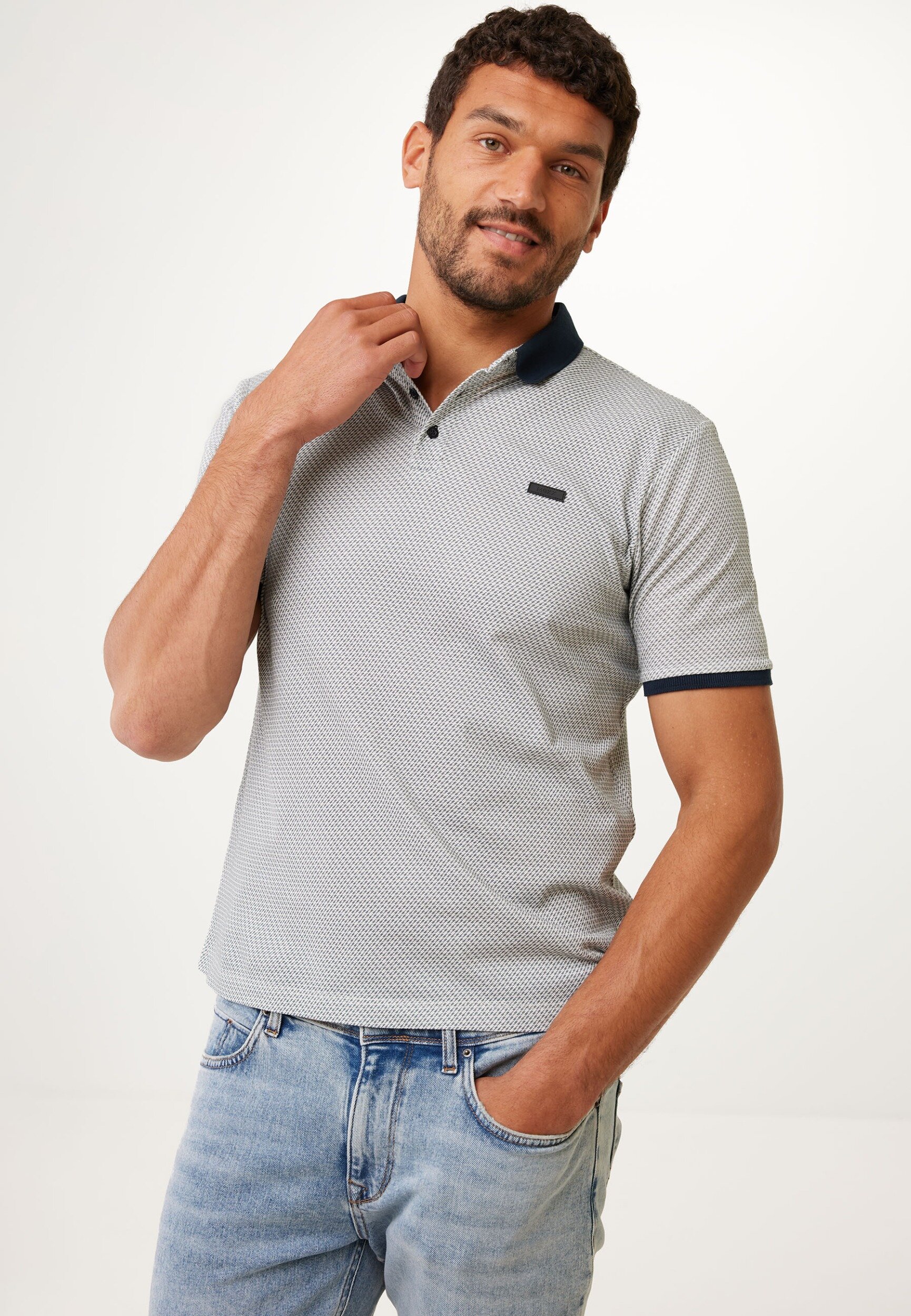 Mexx Polo With All Over Print Mannen - Off White - Maat XL