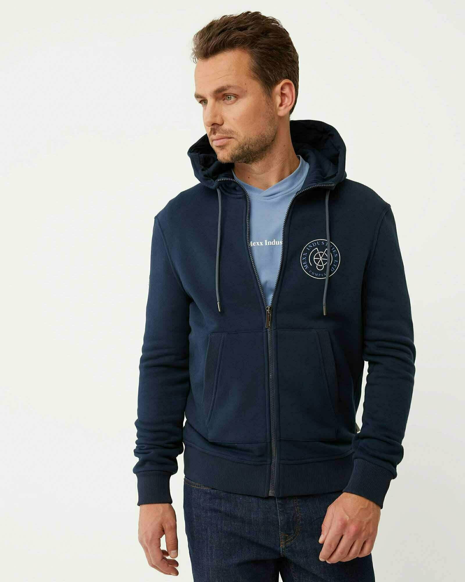 Mexx Hooded Sweater With Small Chest Artwork Mannen - Navy - Maat L