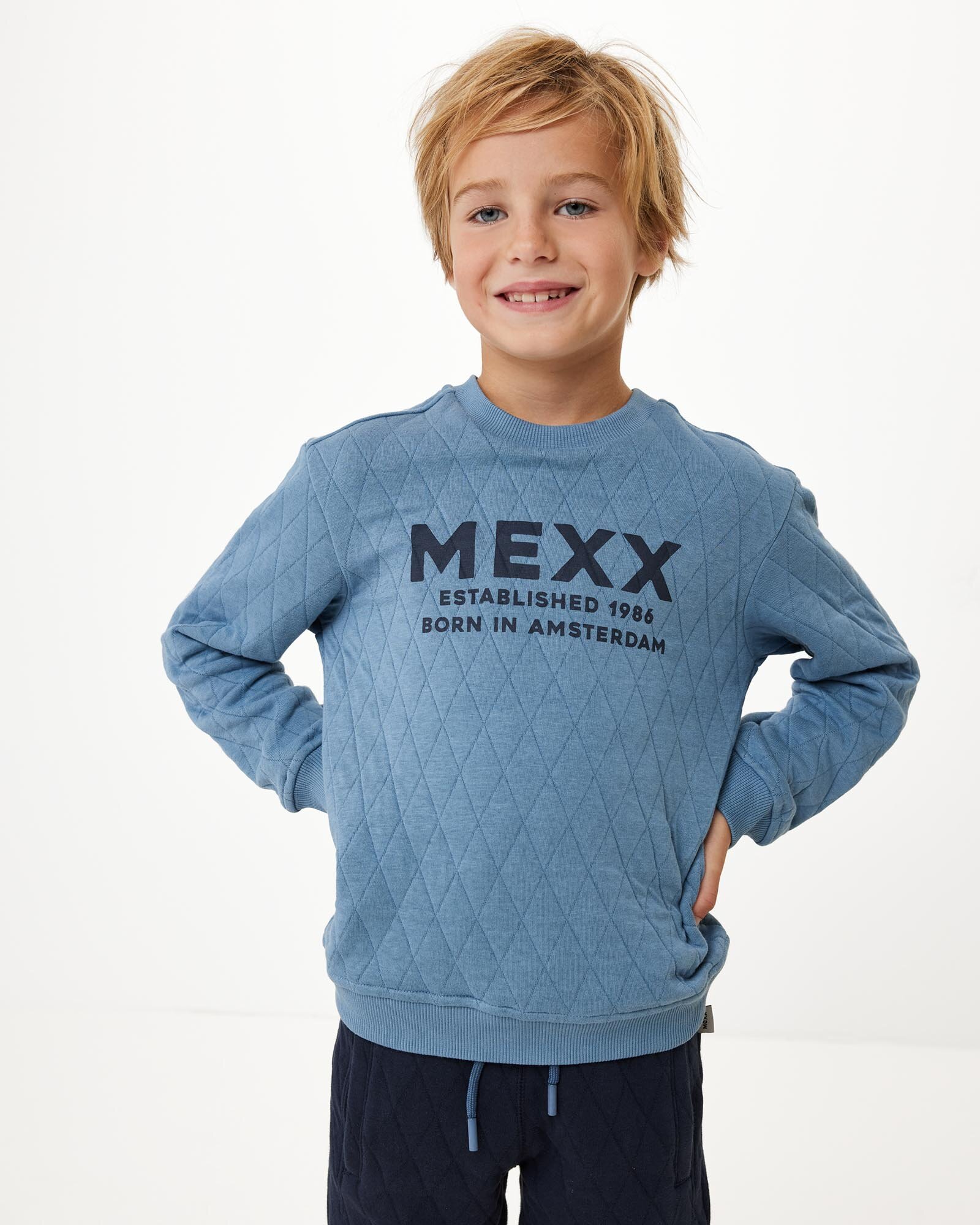 Mexx Crewneck Sweater With Quilting Jongens - Blauw - Maat 110-116