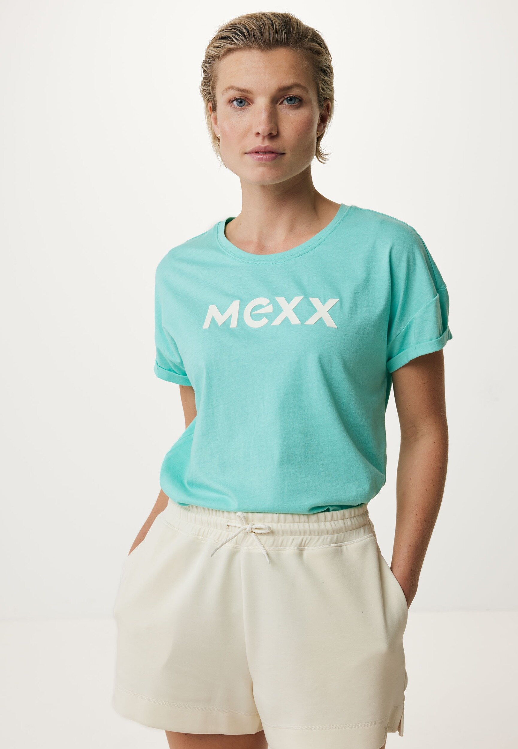 Mexx FAY Basic Oversized Tee Dames - Aqua Green - Maat XS