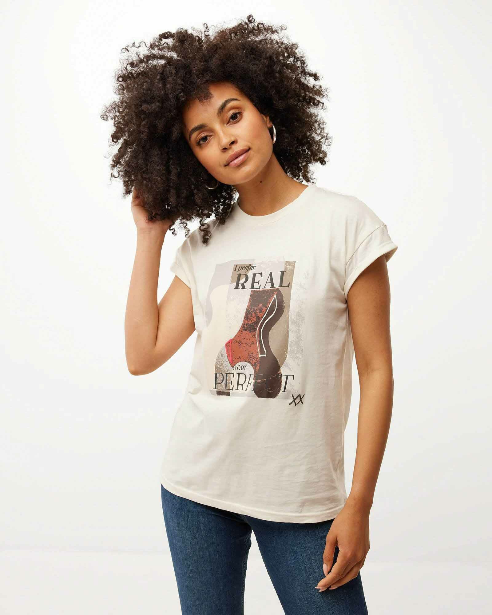 Mexx Oversized Short Sleeve Tee With Artwork Dames - Wit - Maat S
