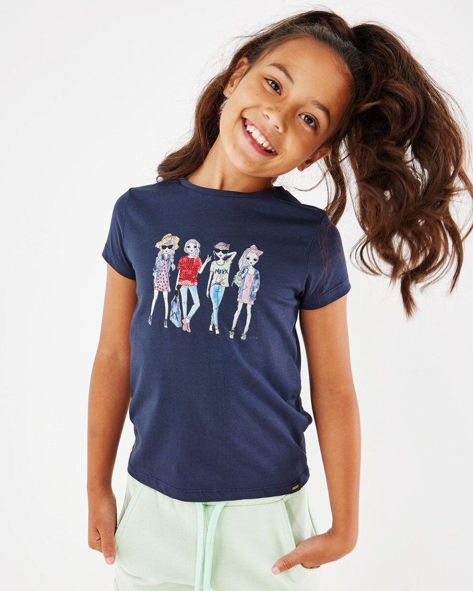 Mexx Artwork T-shirt Meisjes - Navy - Maat 98-104