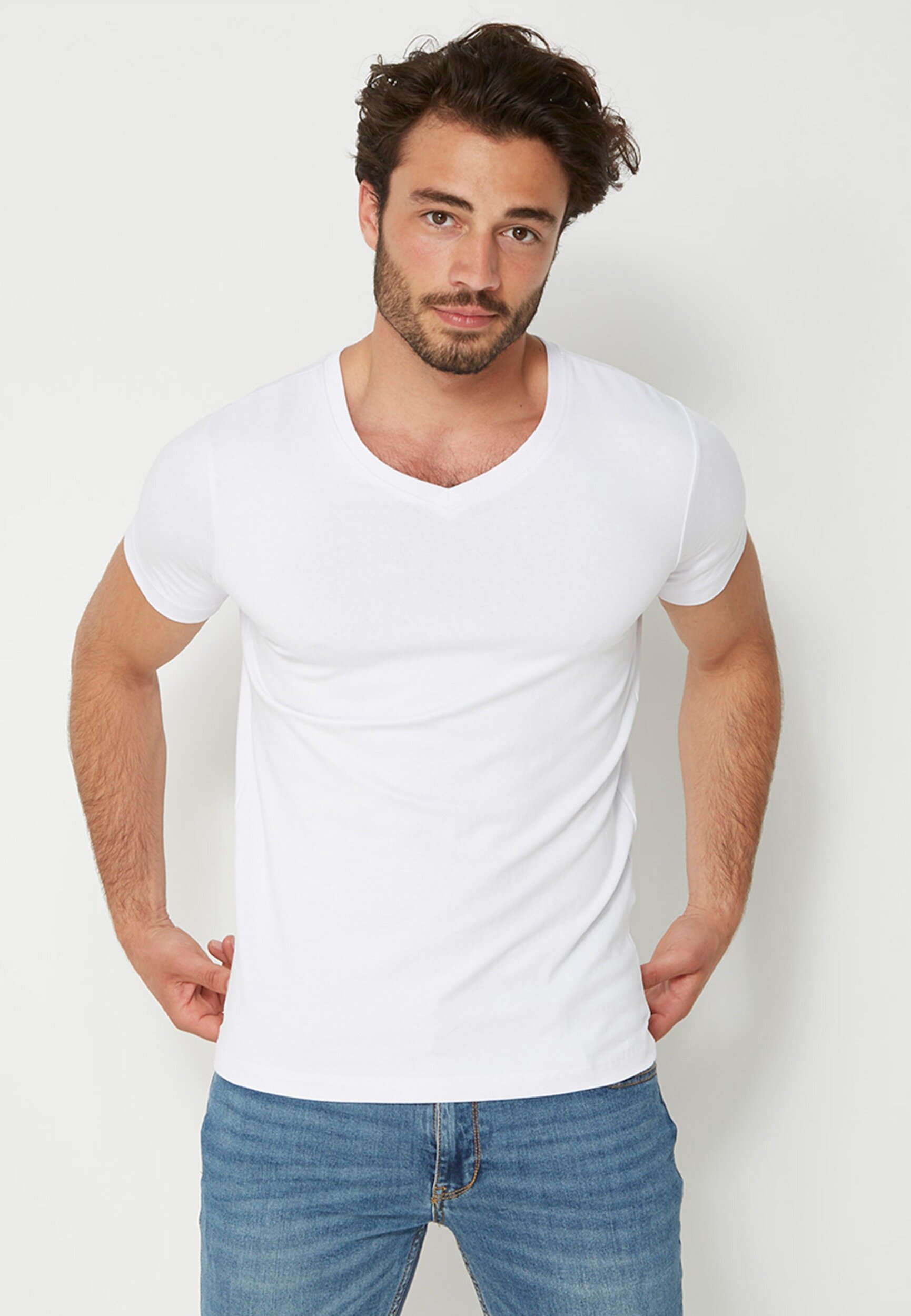 Mexx T-shirt SS V-neck 2-Pack Mannen - White/White - Maat L
