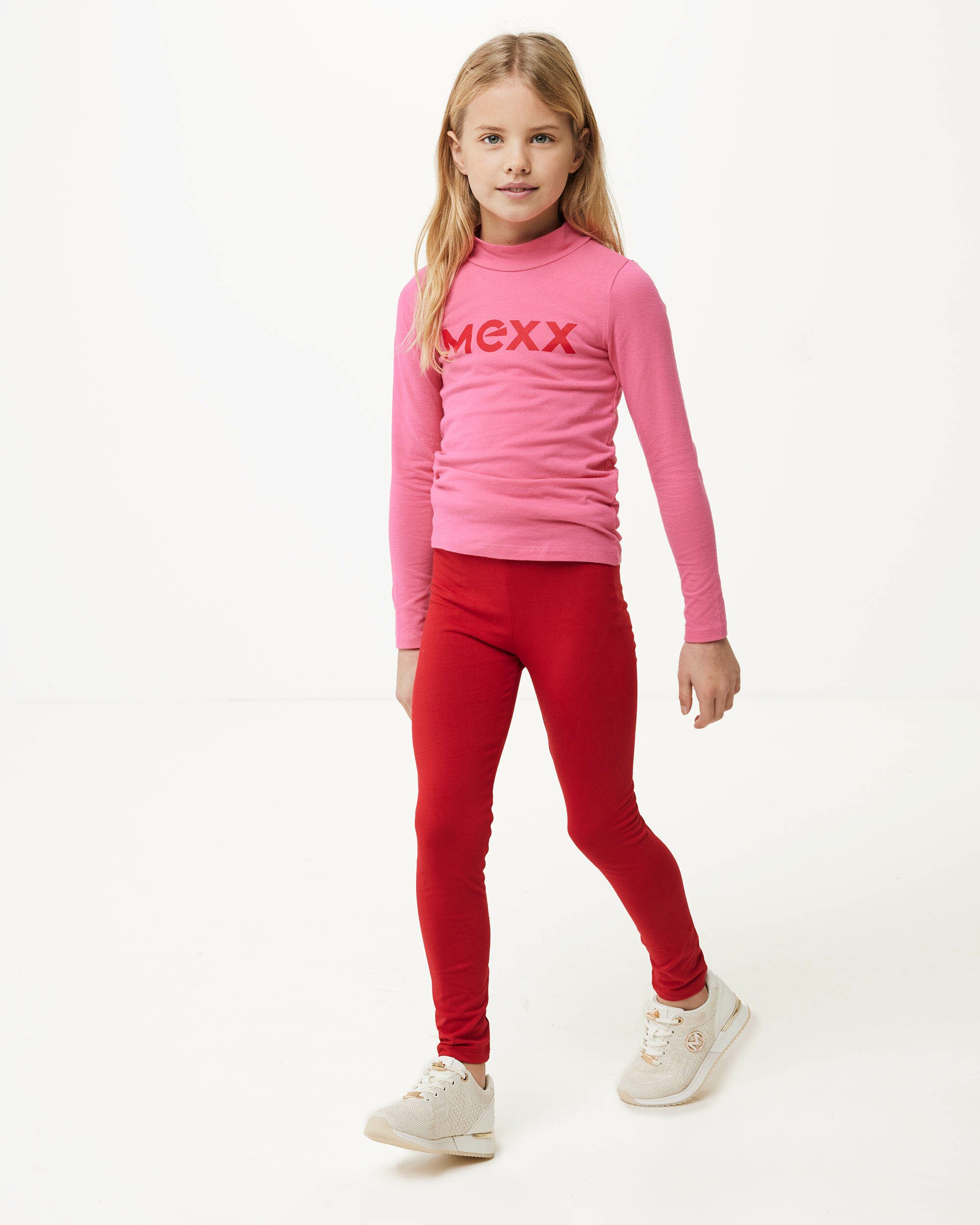 Mexx Longsleeve T-shirt Logo Carrier Meisjes - Roze - Maat 110-116