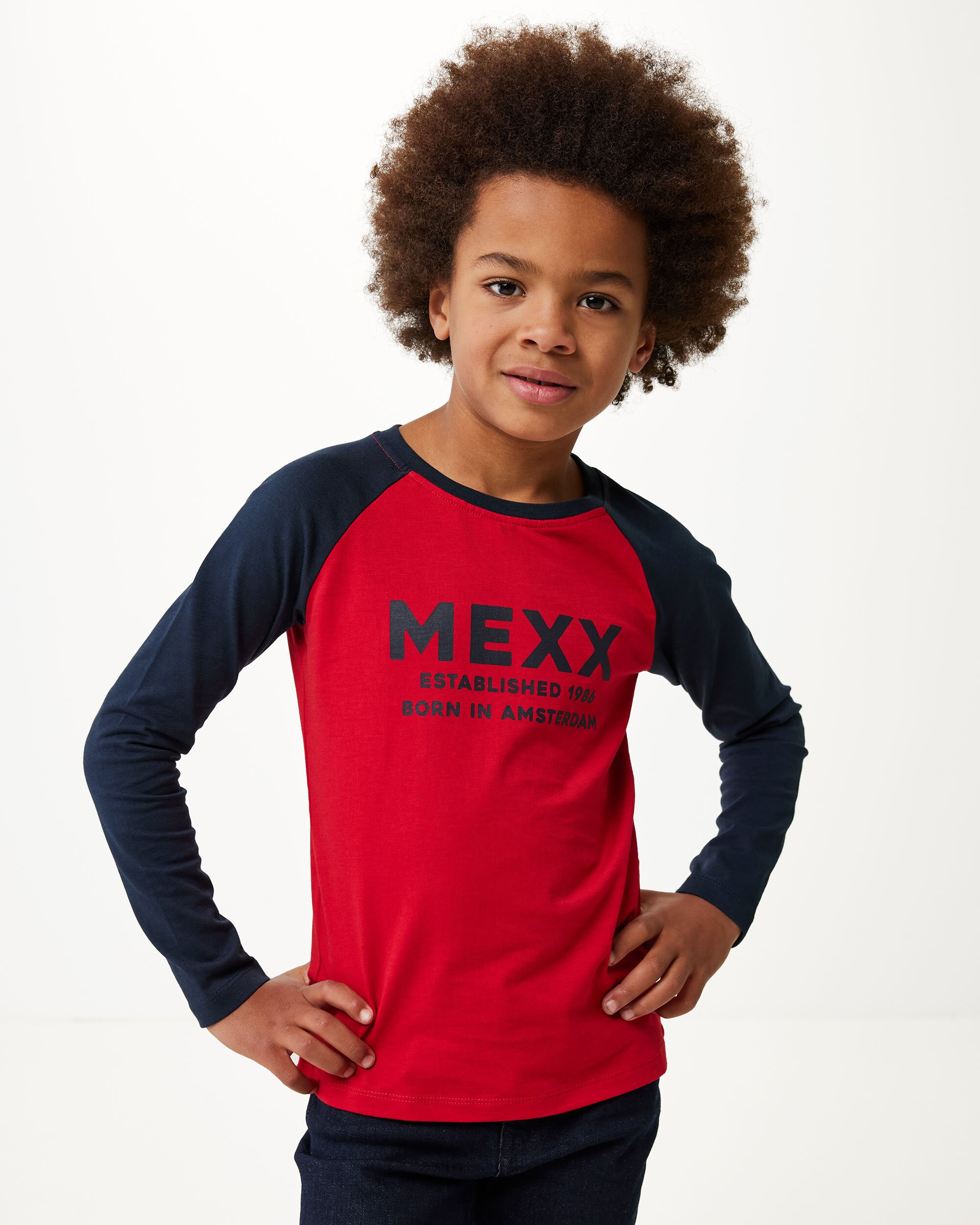 Mexx Colorblock T-shirt Lange Mouwen Jongens - Rood - Maat 98-104