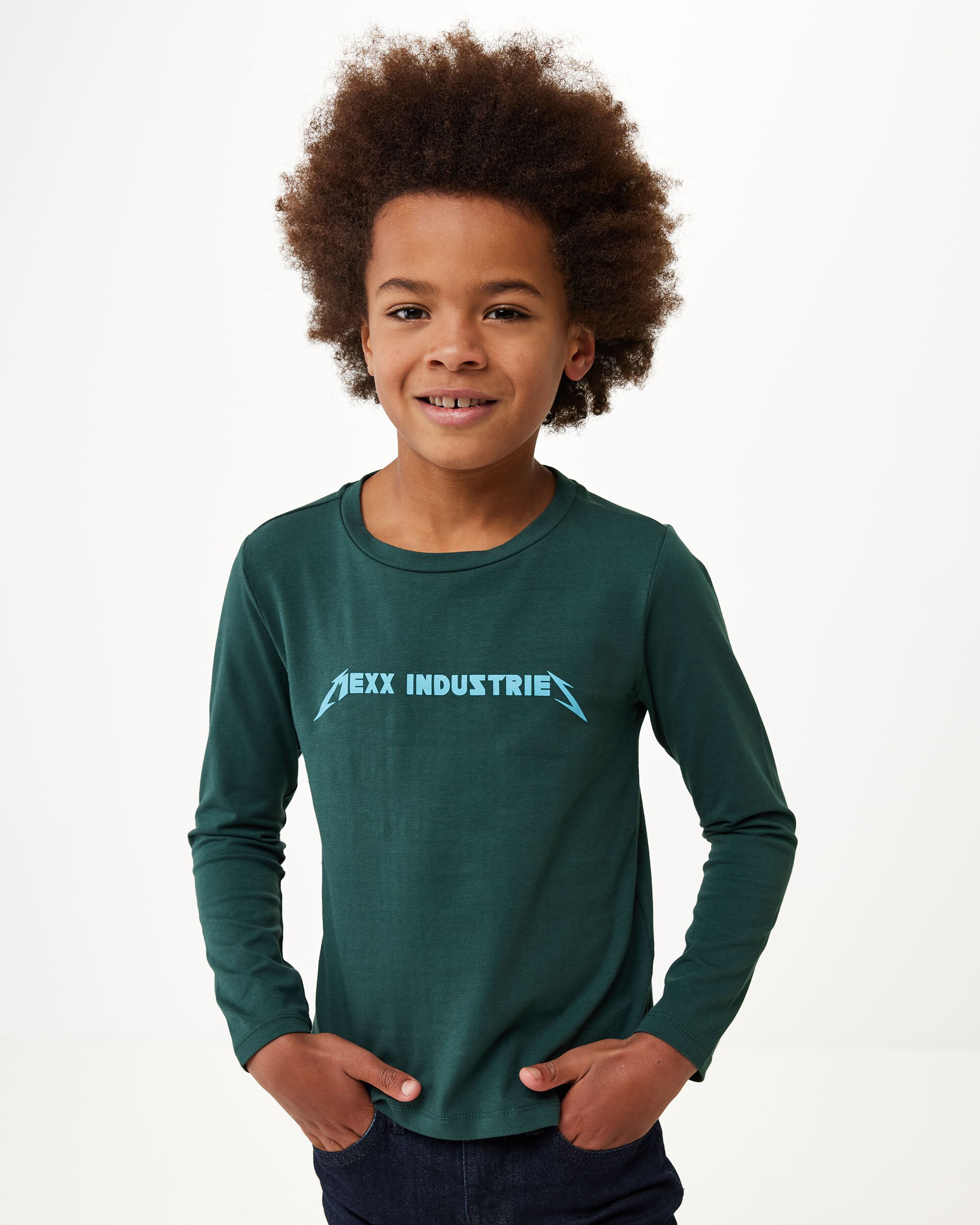 Mexx Lange Mouwen Logo Carrier T-shirt Jongens - Donker Groen - Maat 110-116